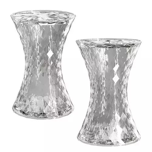 Stone ottoman chair made of solid transparent polycarbonate