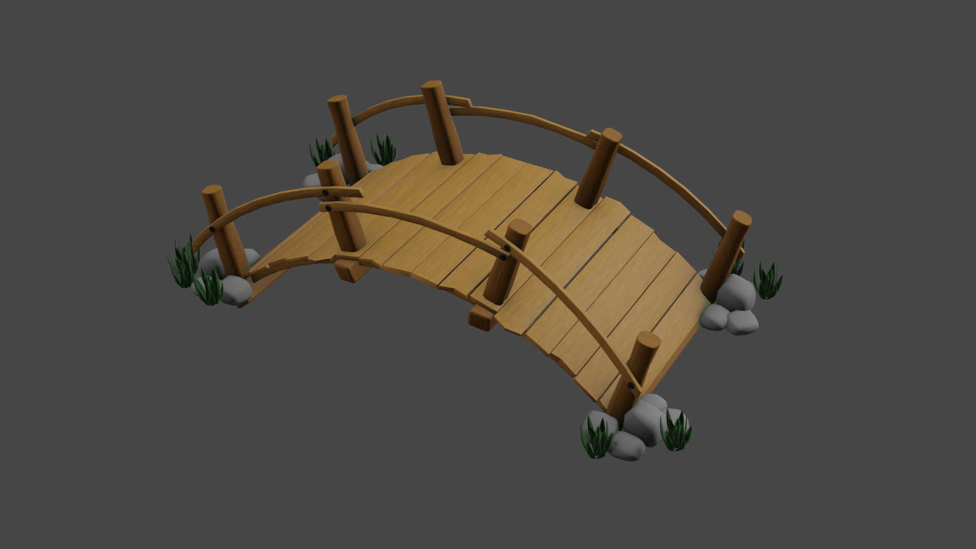 Wood Bridge 3d model Low-poly 3D model_7
