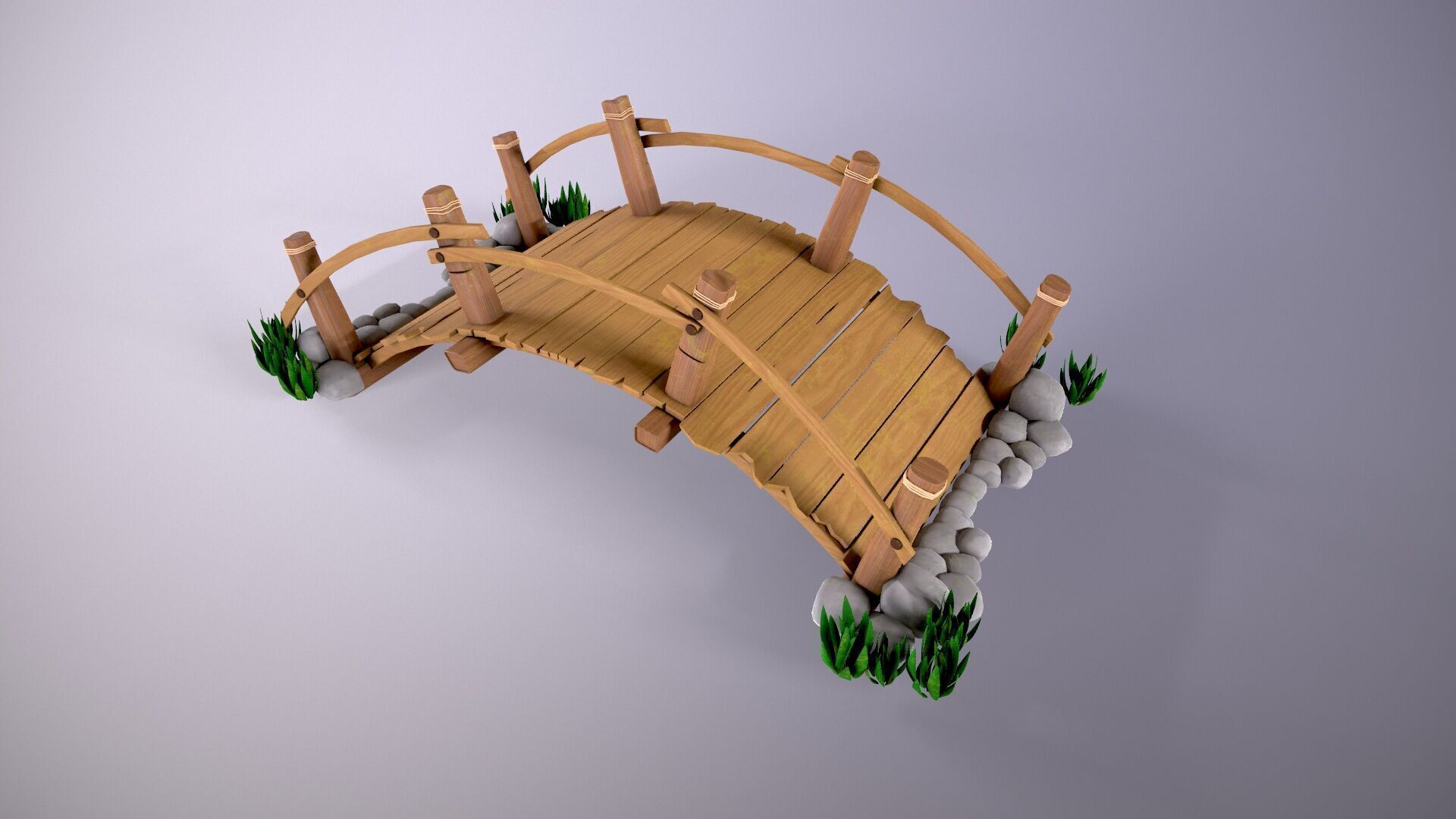 Wood Bridge 3d model Low-poly 3D model_1