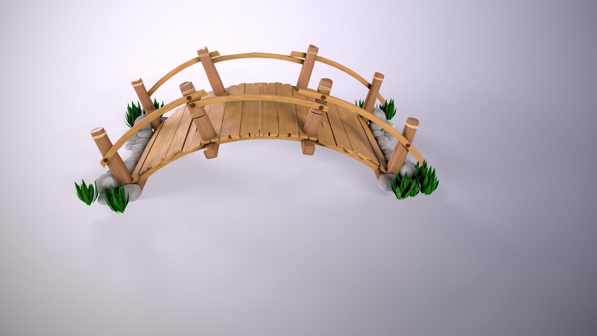 Wood Bridge 3d model Low-poly 3D model_2