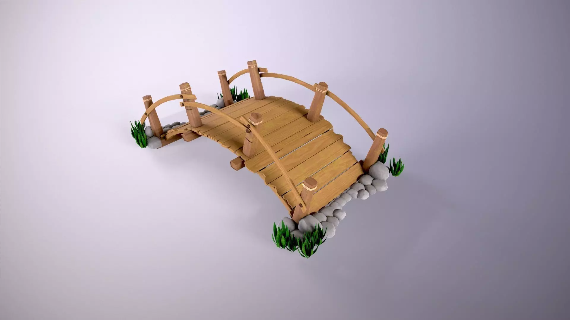 Wood Bridge 3d model Low-poly 3D model_0