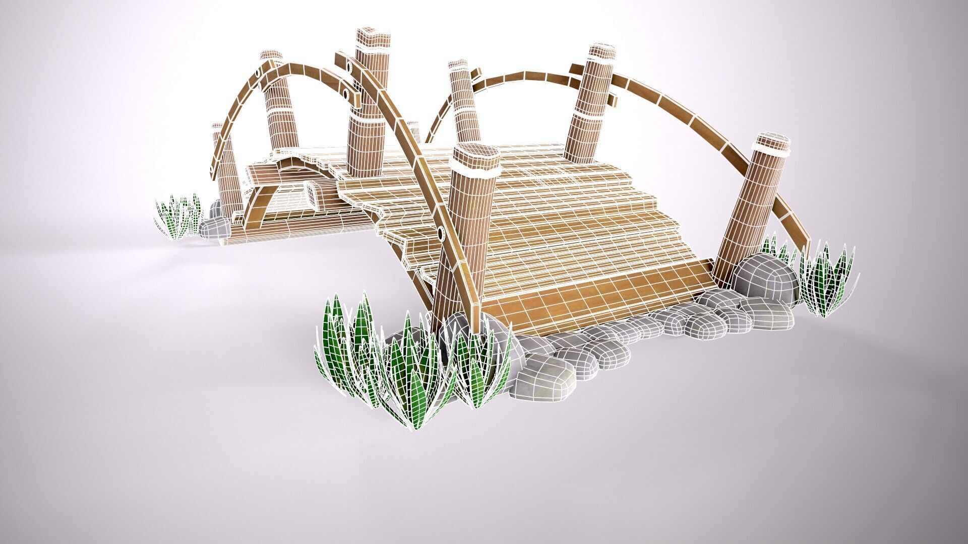 Wood Bridge 3d model Low-poly 3D model_9