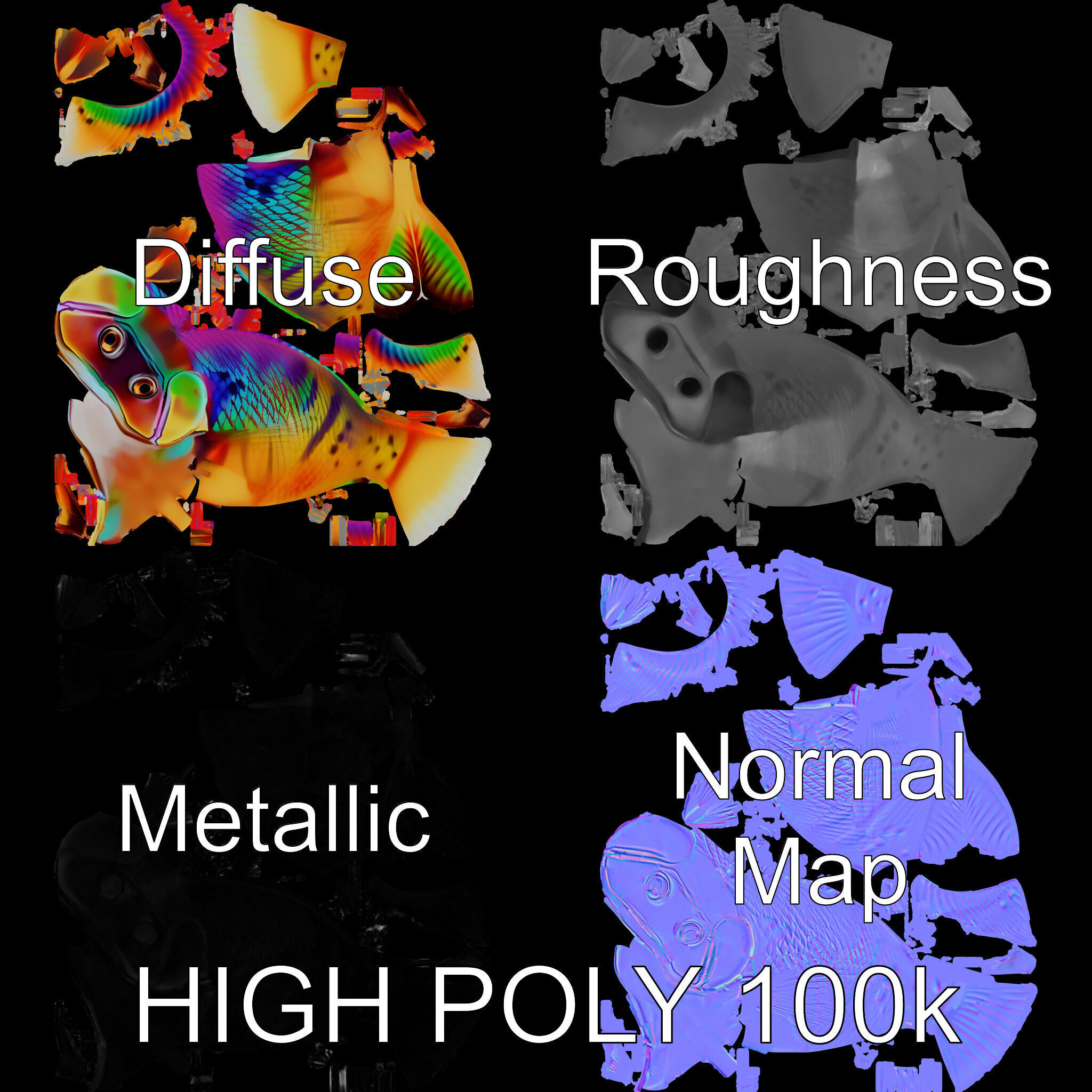 Colorful Fish Model Pack for Game and Animation Low-poly 3D model_2