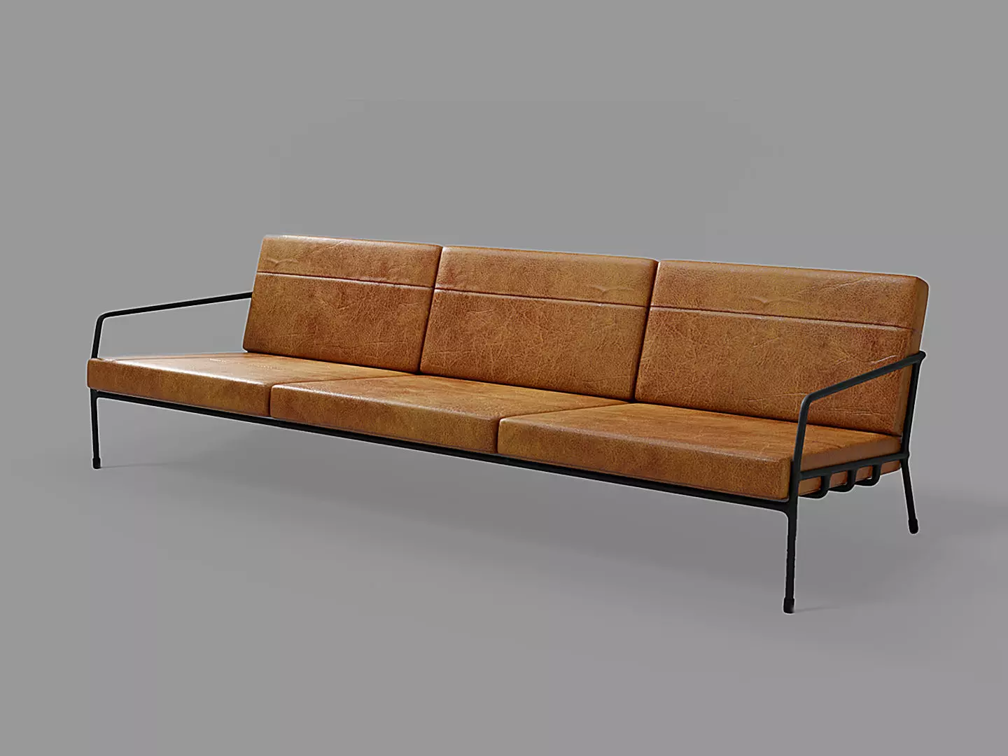 Designer 3 seat couch with light leather cushions 3D Model 3D model