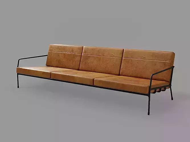 Designer 3 seat couch with light leather cushions 3D Model