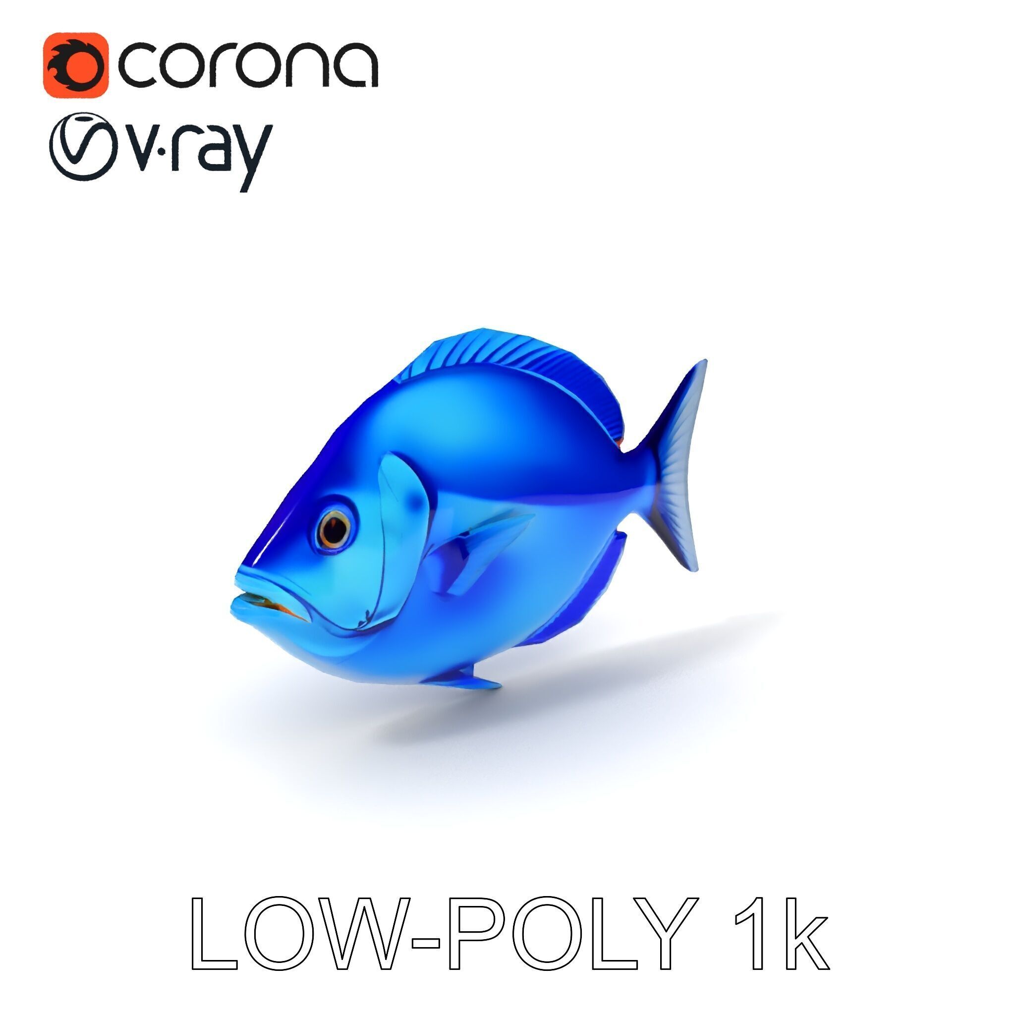 Blue Fish Model Pack for Aquatic Scenes Low-poly 3D model_31