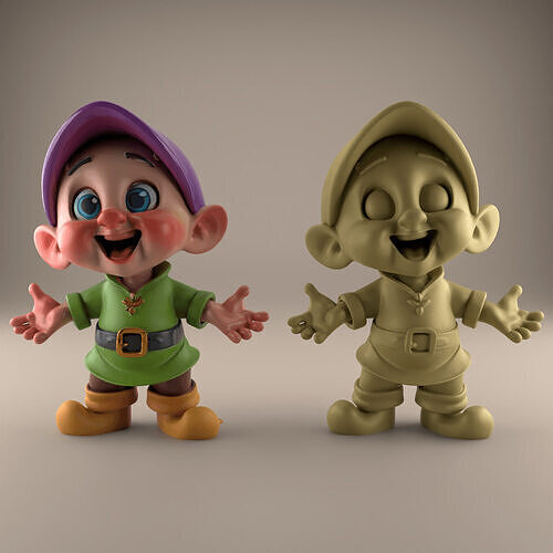 Cute Dopey Dwarf STL 3D Model for Decor or Gift 3D print model