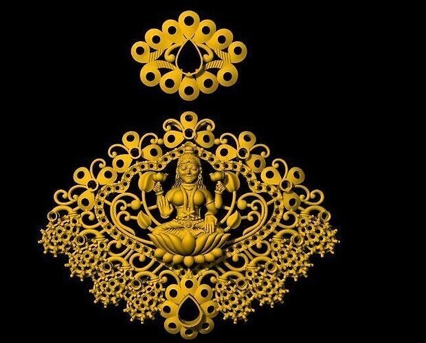 lakshmi necklace pendant 3dm file 3D print model