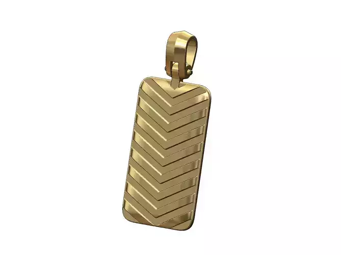 Carved V strips rectangular dogtag pendant with bail