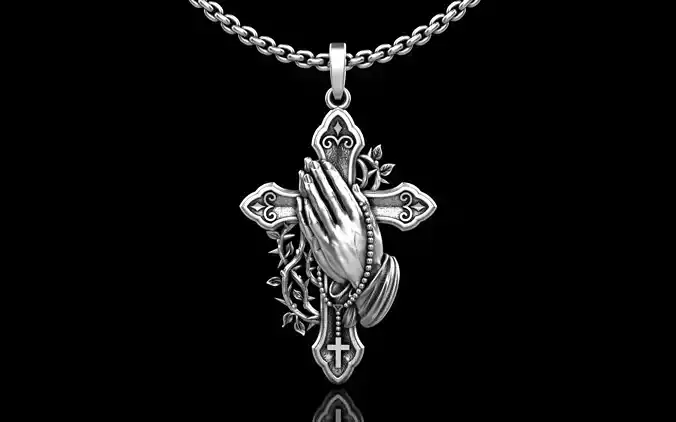 praying hands cross model 1225 3D print model