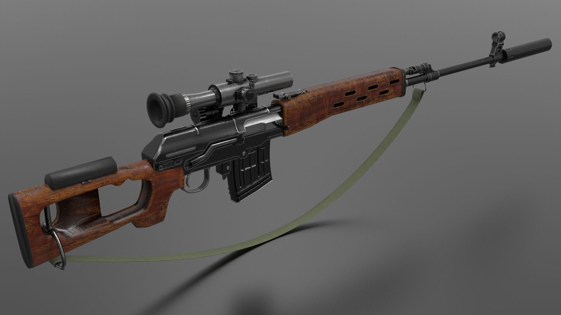 SVD Sniper Rifle Fps - Tps Low-poly 3D model_4