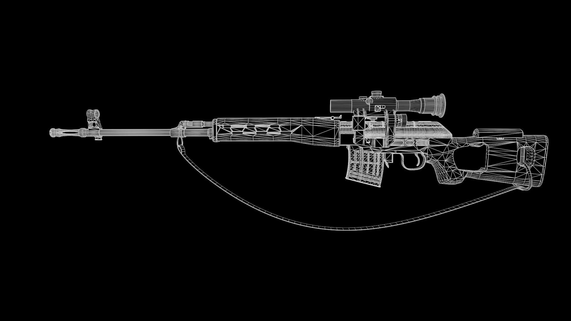 SVD Sniper Rifle Fps - Tps Low-poly 3D model_14