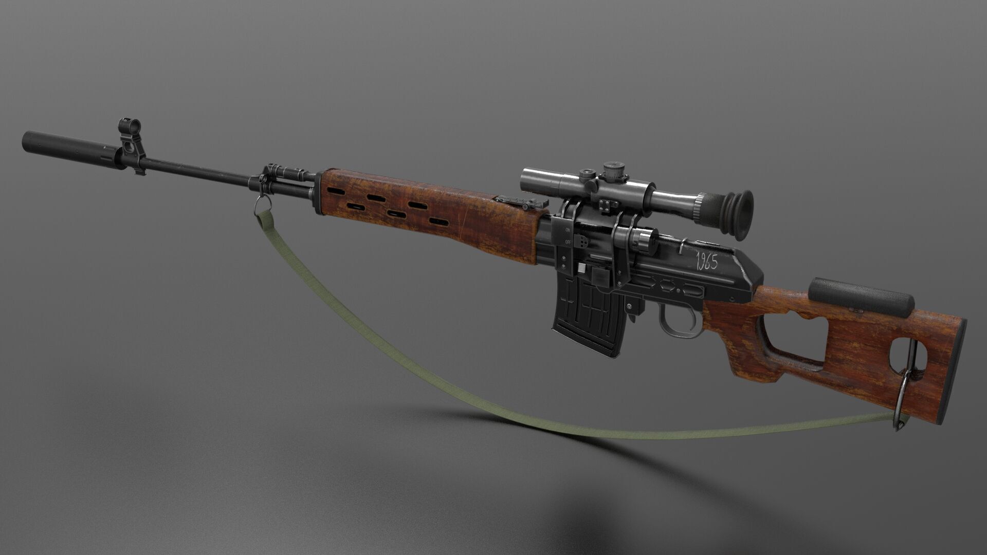 SVD Sniper Rifle Fps - Tps Low-poly 3D model_3