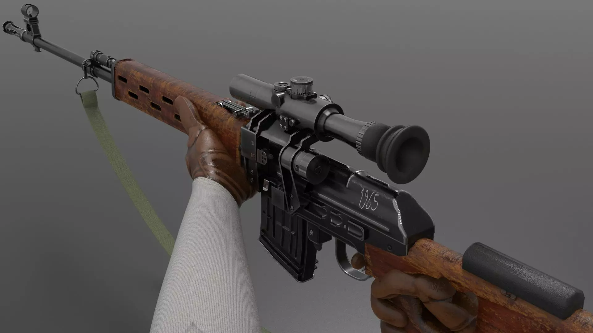 SVD Sniper Rifle Fps - Tps Low-poly 3D model_0