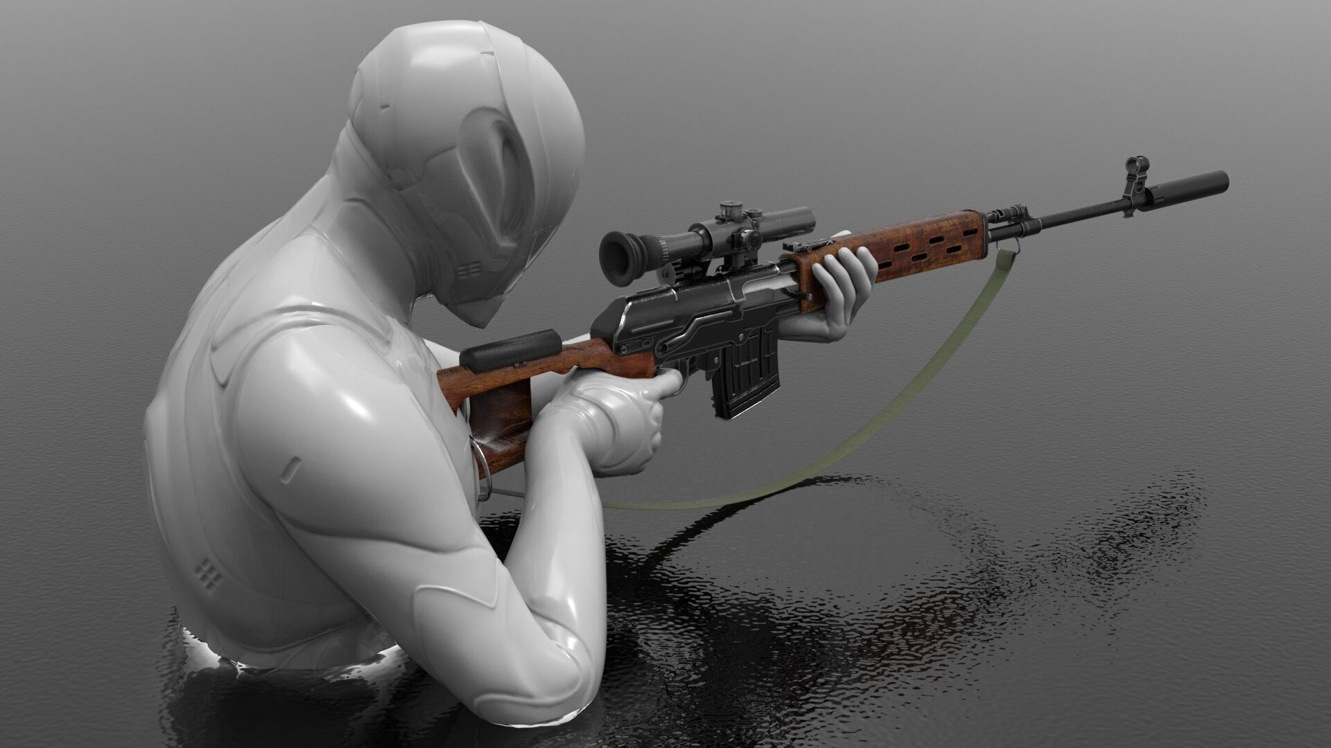 SVD Sniper Rifle Fps - Tps Low-poly 3D model_7