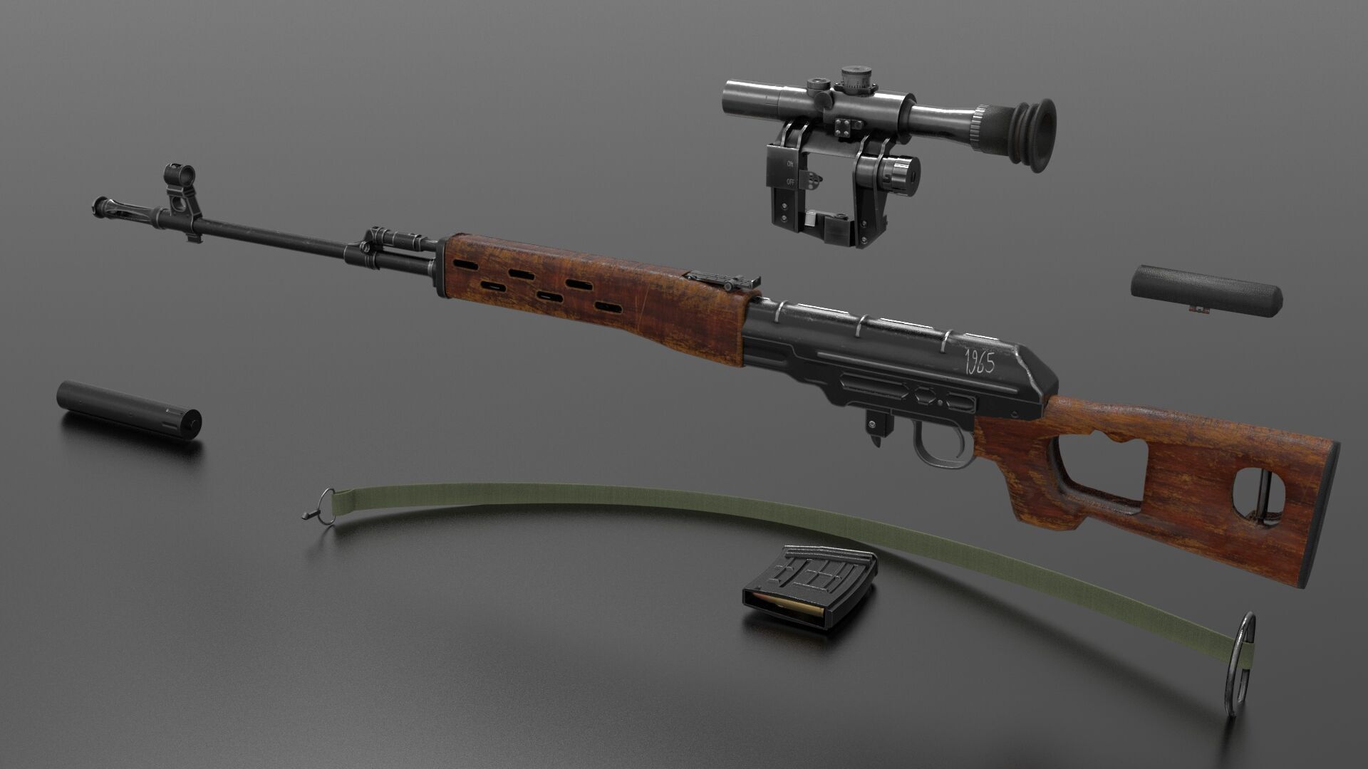 SVD Sniper Rifle Fps - Tps Low-poly 3D model_2