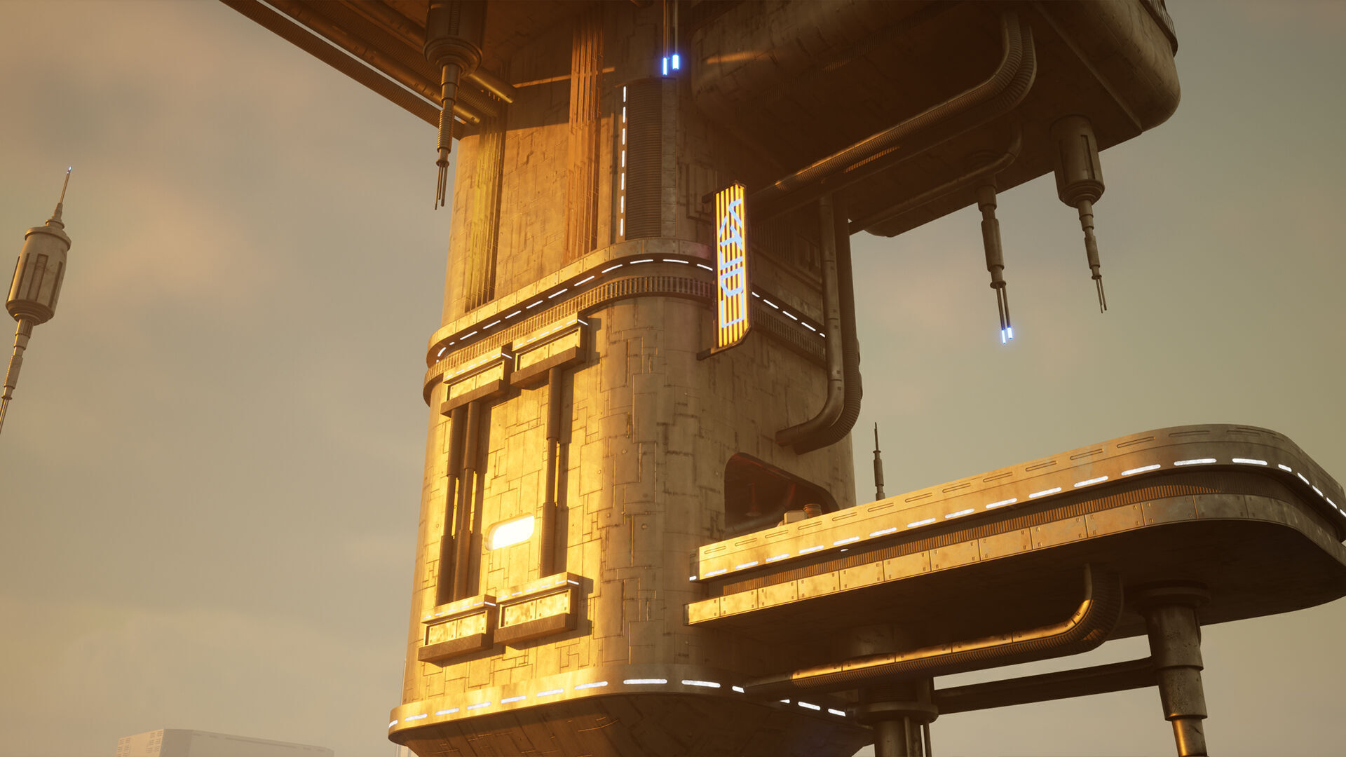 Science Fiction Flying Cantina - Unreal Engine  Low-poly 3D model_11