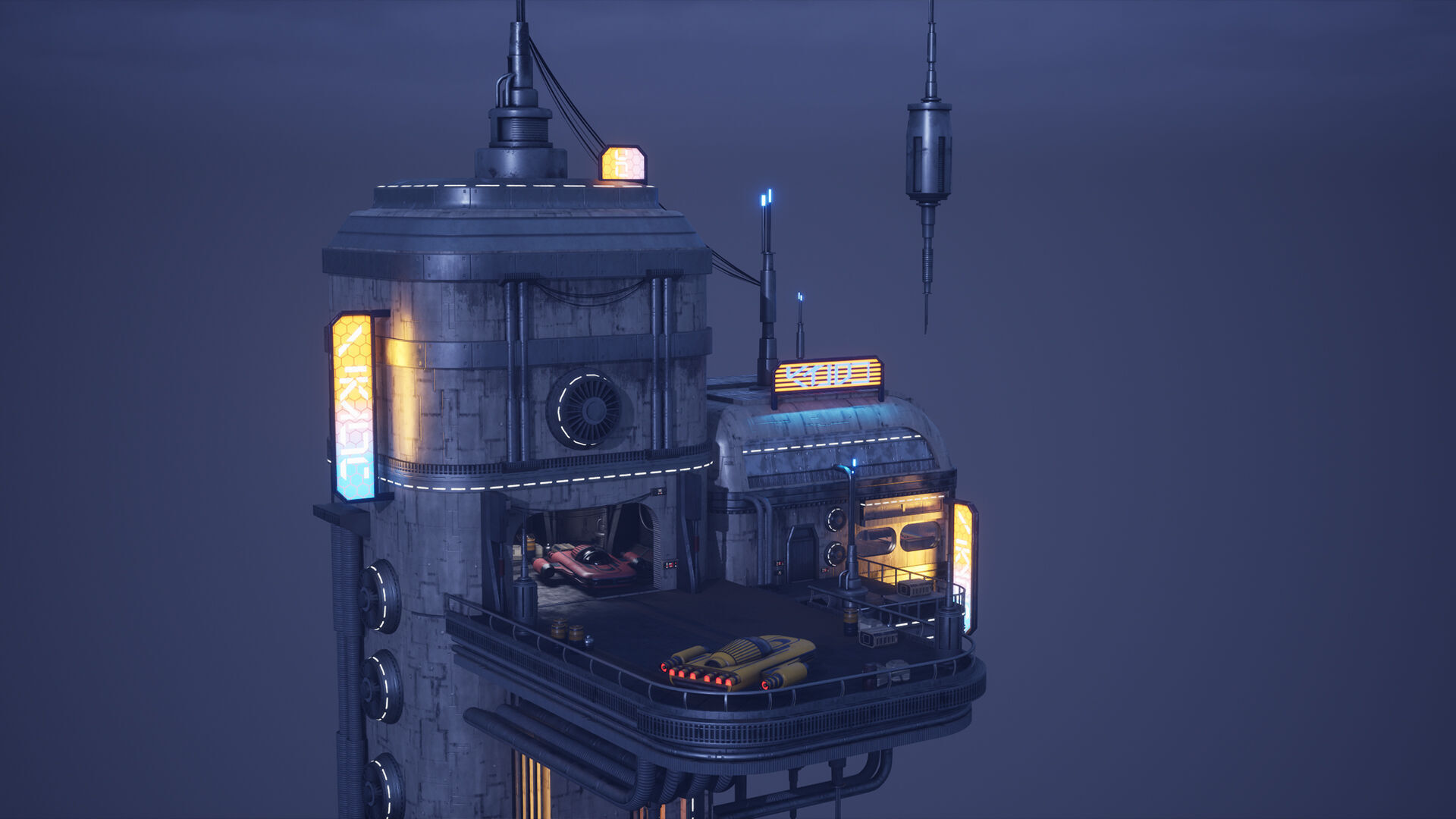 Science Fiction Flying Cantina - Unreal Engine  Low-poly 3D model_17