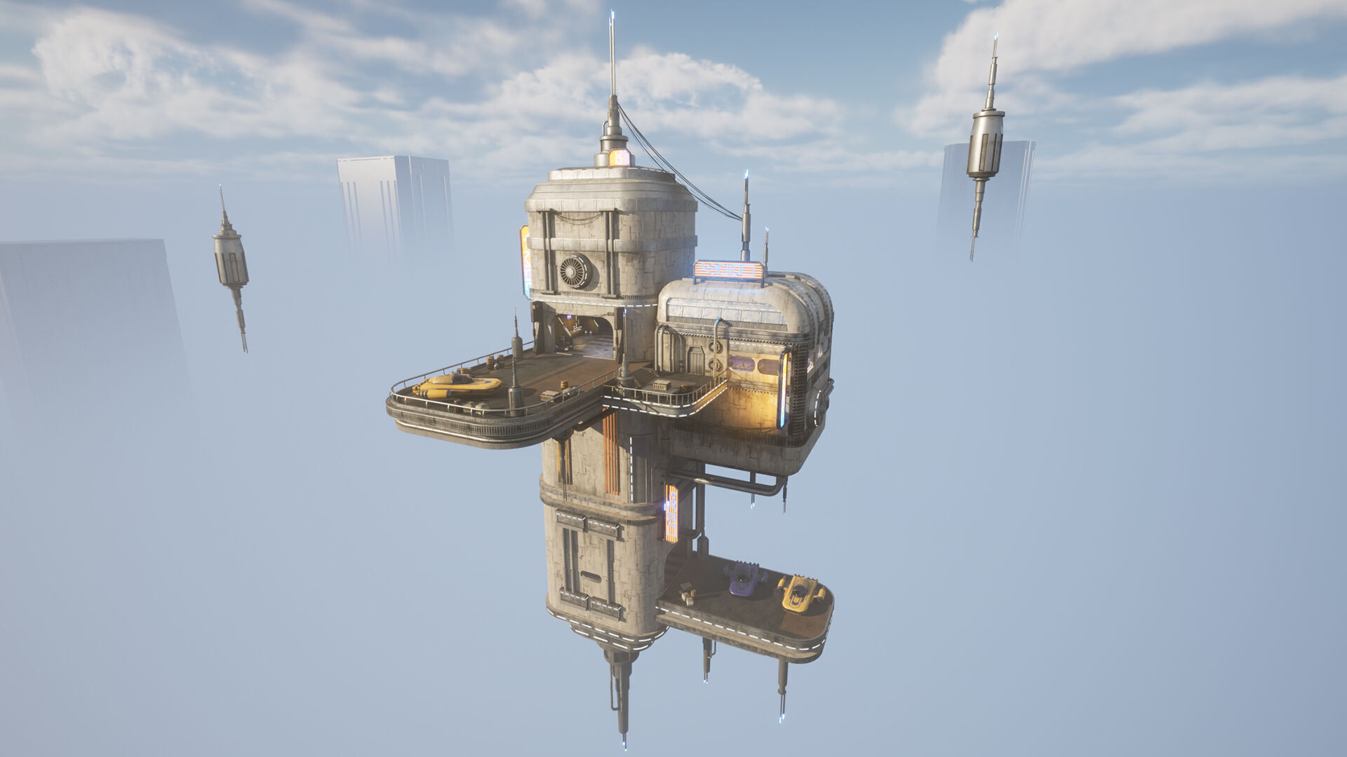 Science Fiction Flying Cantina - Unreal Engine  Low-poly 3D model_18