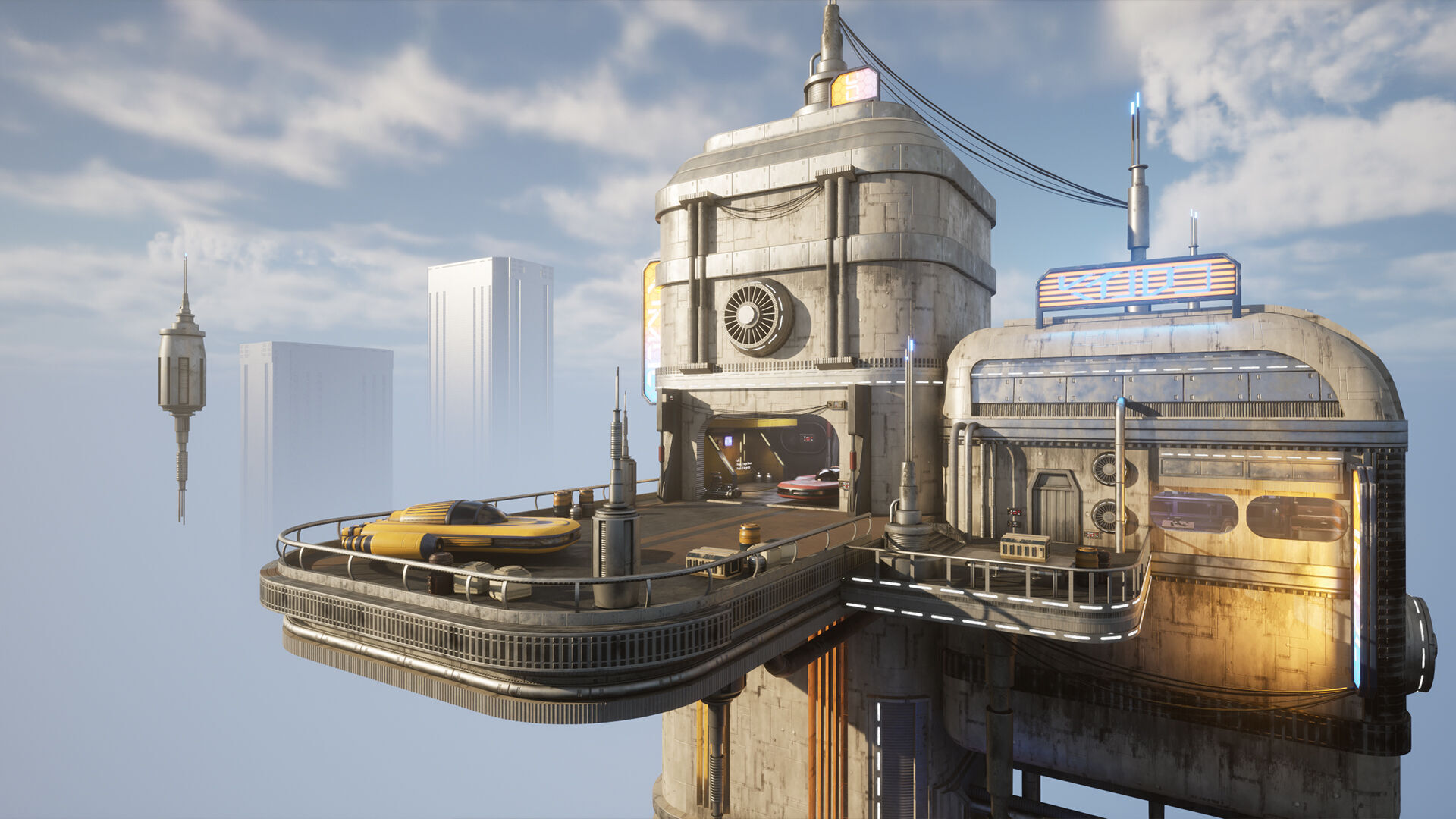 Science Fiction Flying Cantina - Unreal Engine  Low-poly 3D model_10