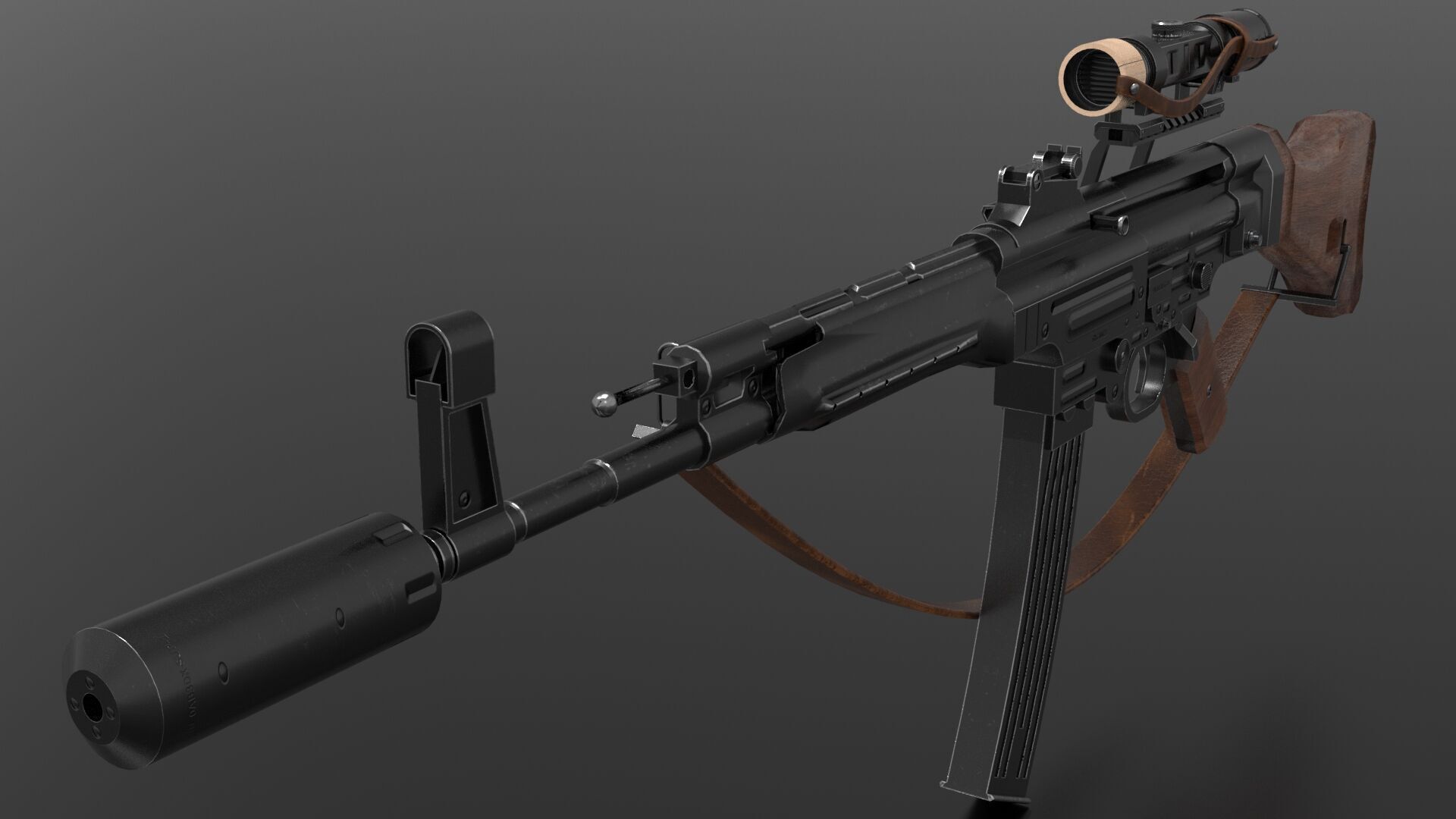 STG 44 Weapon Fps-Tps Low-poly 3D model_5