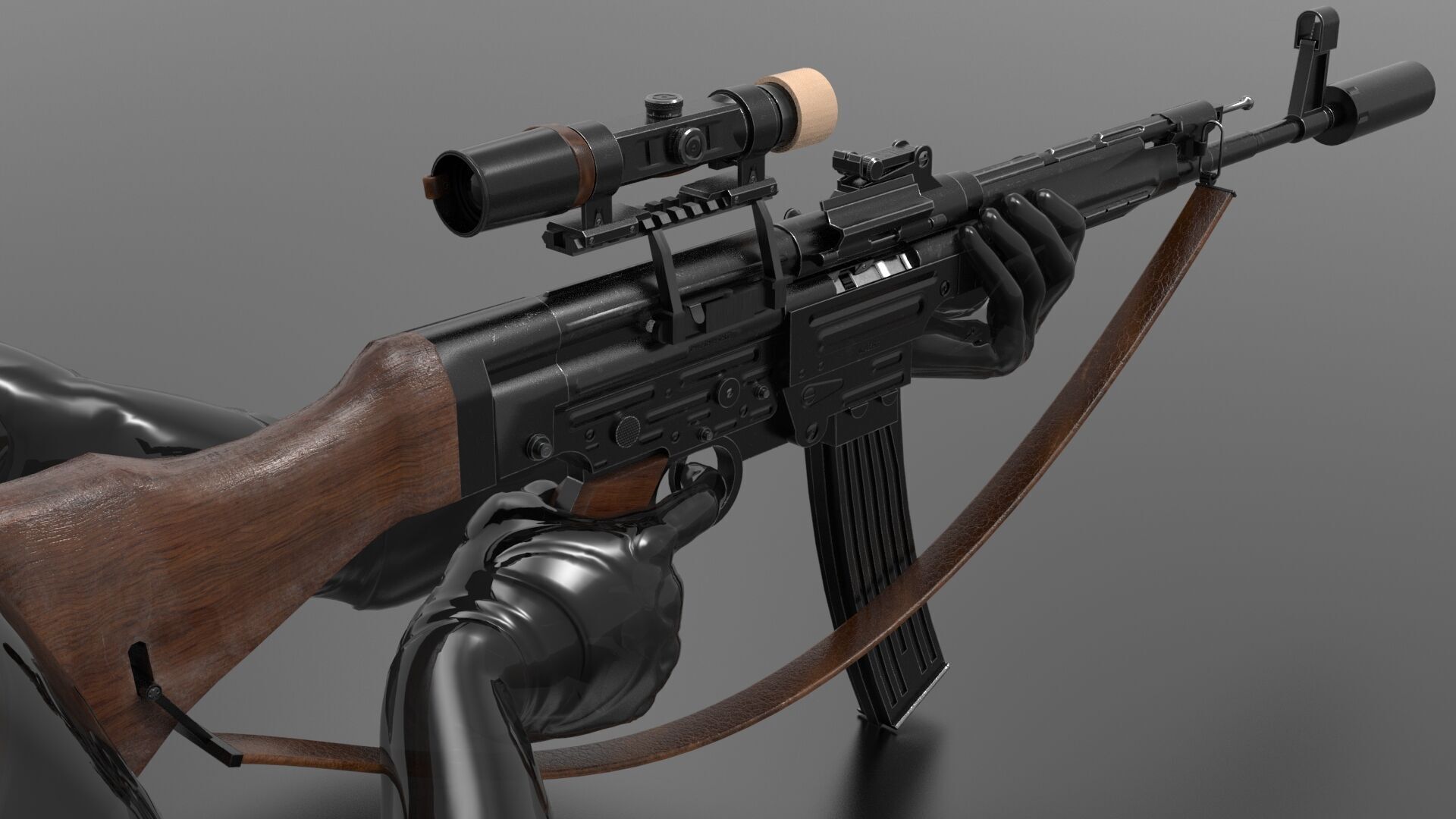 STG 44 Weapon Fps-Tps Low-poly 3D model_7
