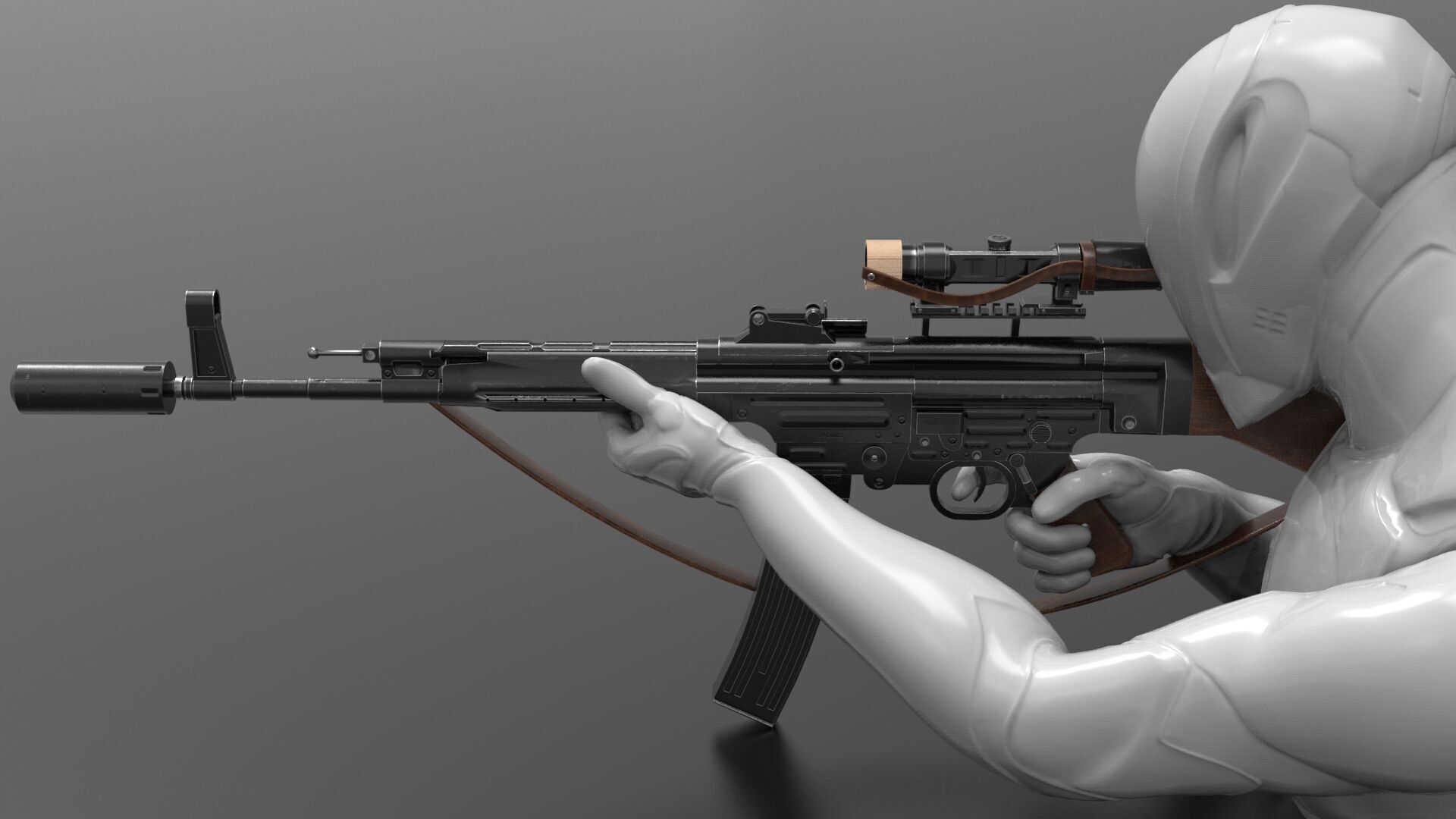 STG 44 Weapon Fps-Tps Low-poly 3D model_9