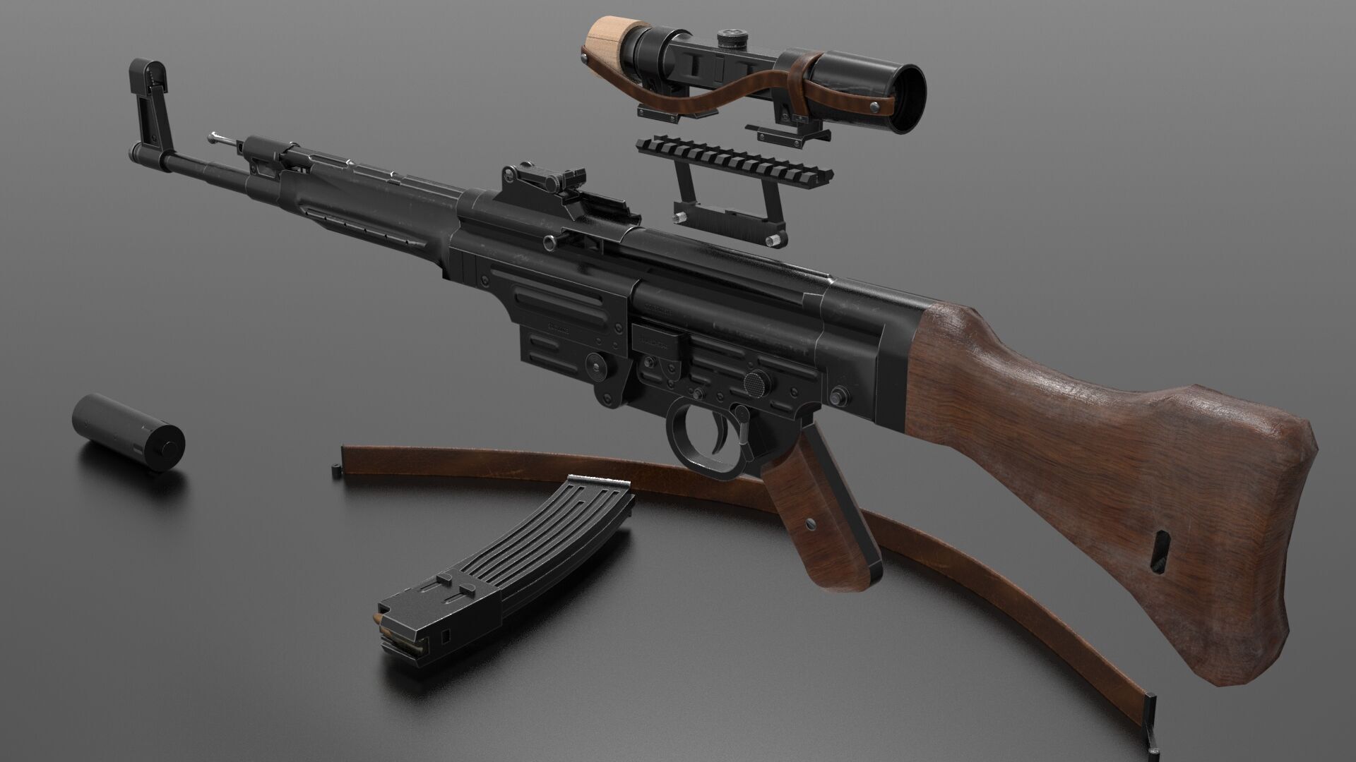STG 44 Weapon Fps-Tps Low-poly 3D model_3