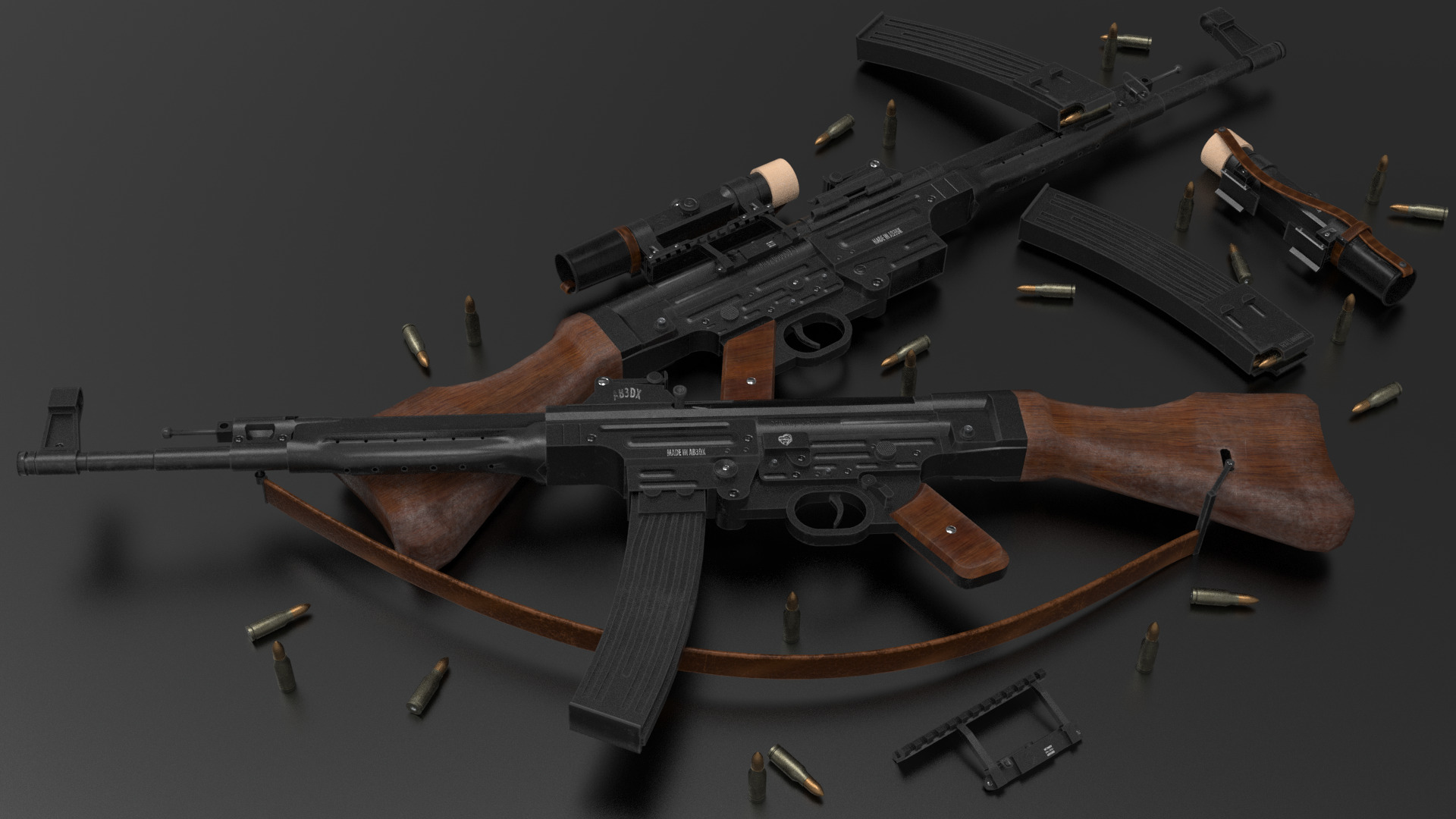 STG 44 Weapon Fps-Tps Low-poly 3D model_16