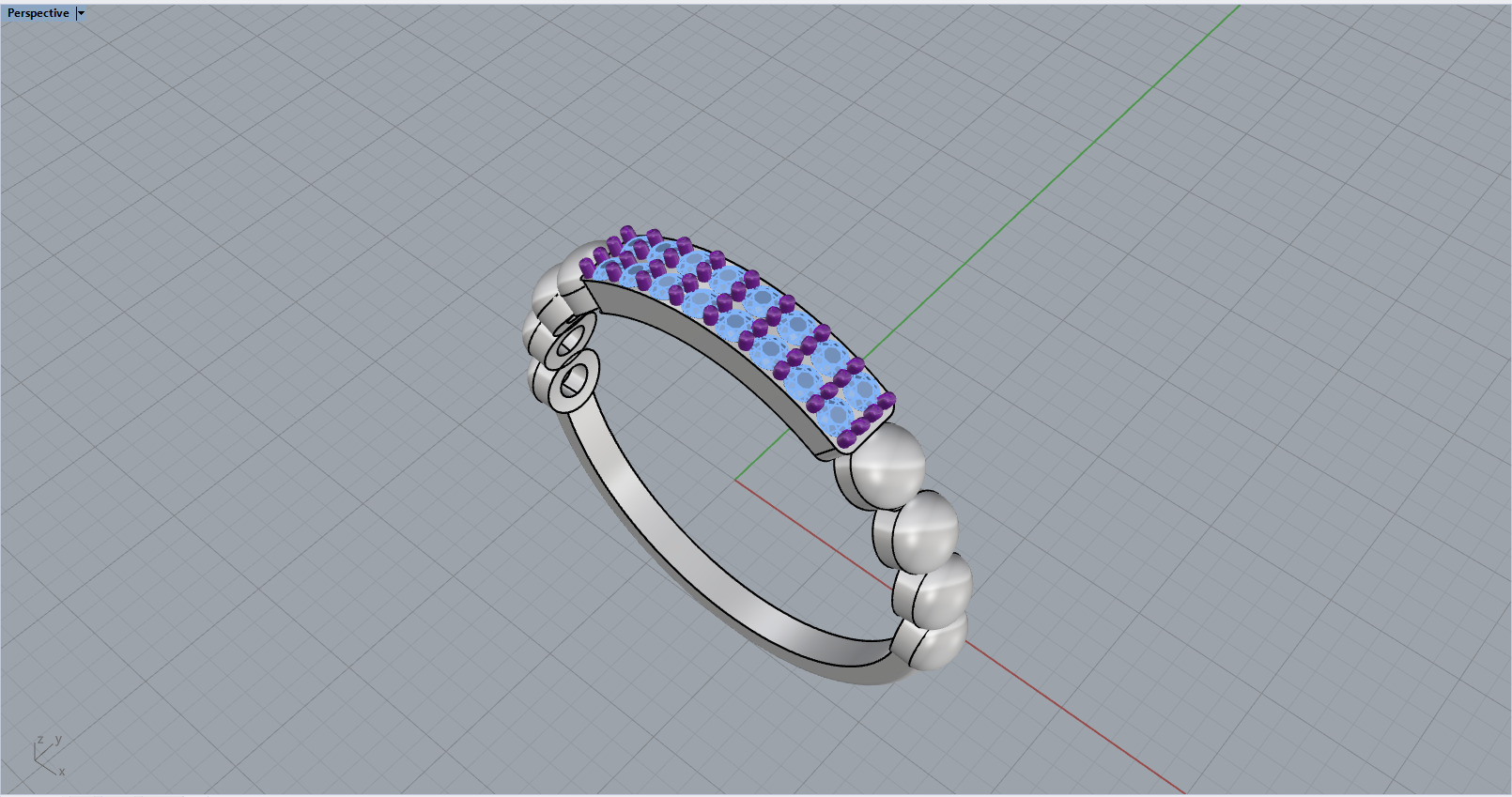Wedding ring with gems model 1232 3D print model_8