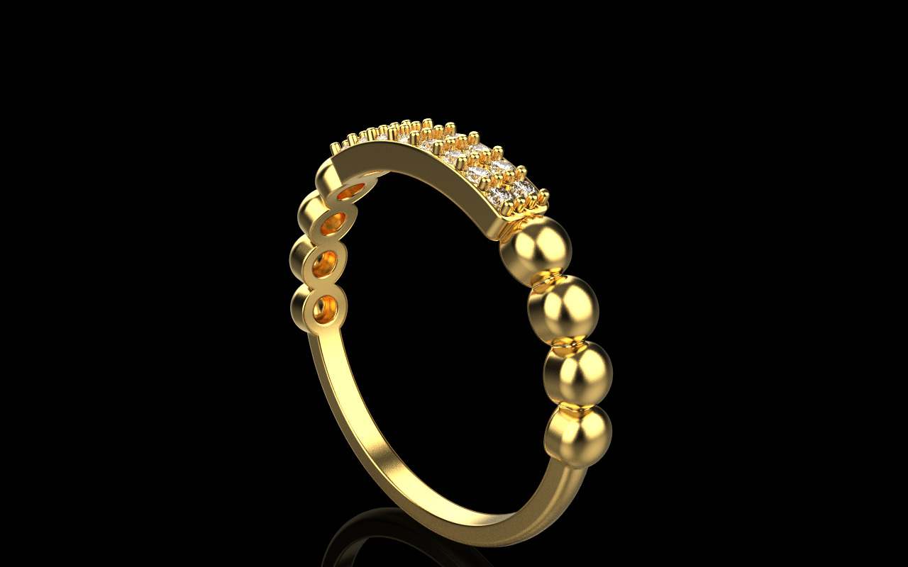 Wedding ring with gems model 1232 3D print model_20