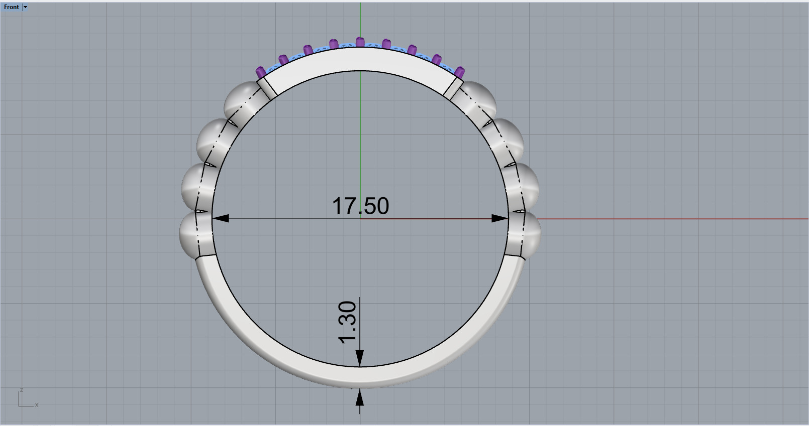 Wedding ring with gems model 1232 3D print model_6