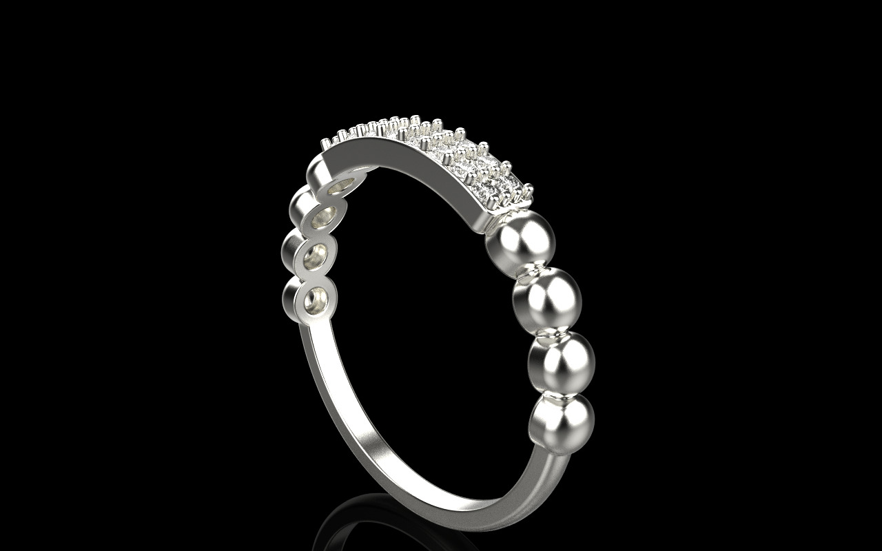 Wedding ring with gems model 1232 3D print model_24