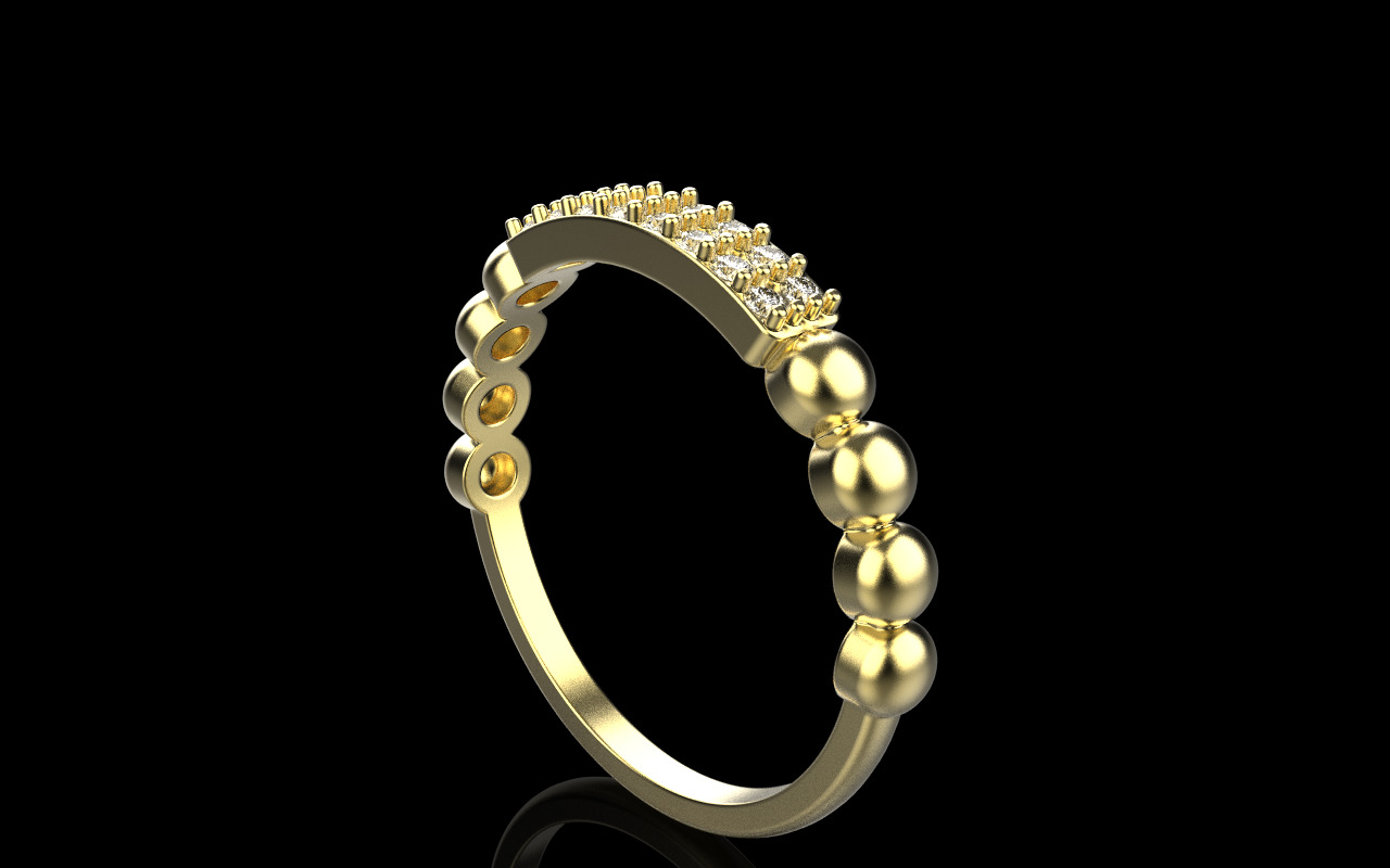 Wedding ring with gems model 1232 3D print model_21