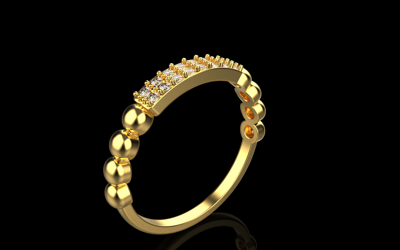 Wedding ring with gems model 1232 3D print model_15