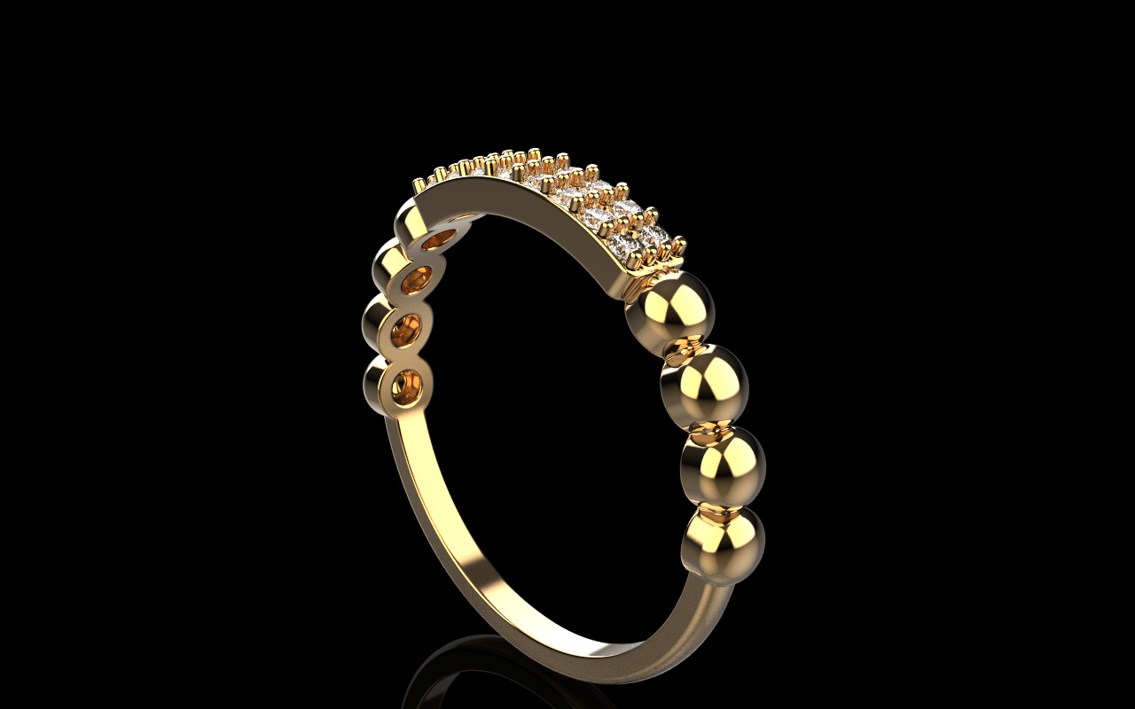 Wedding ring with gems model 1232 3D print model_22