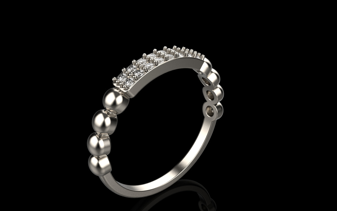 Wedding ring with gems model 1232 3D print model_18