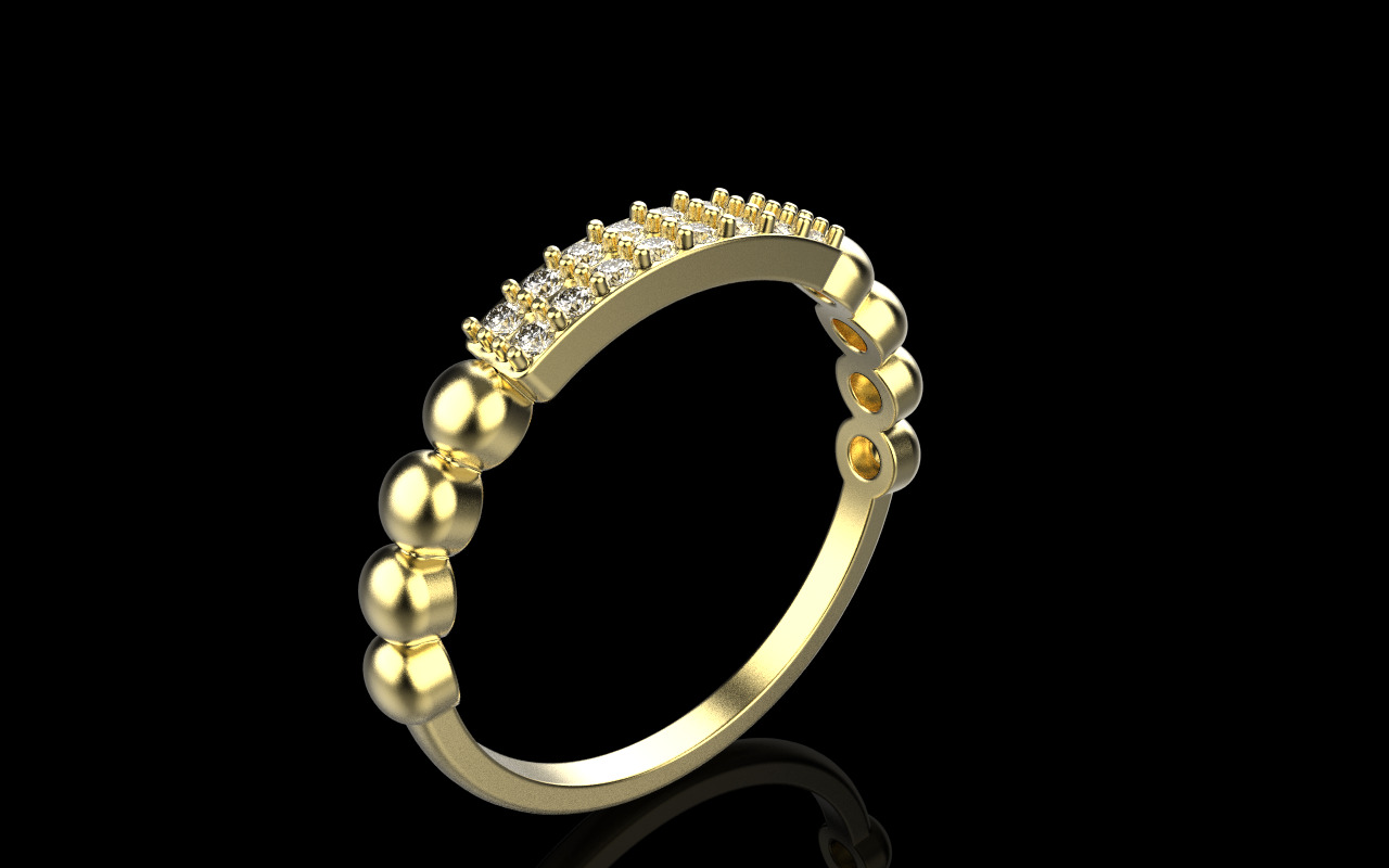 Wedding ring with gems model 1232 3D print model_16