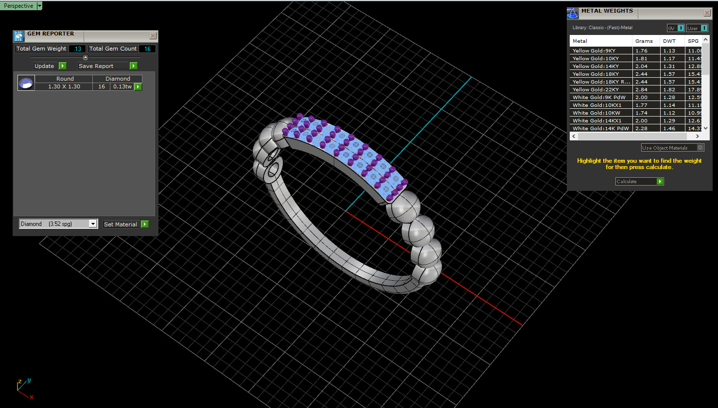 Wedding ring with gems model 1232 3D print model_4