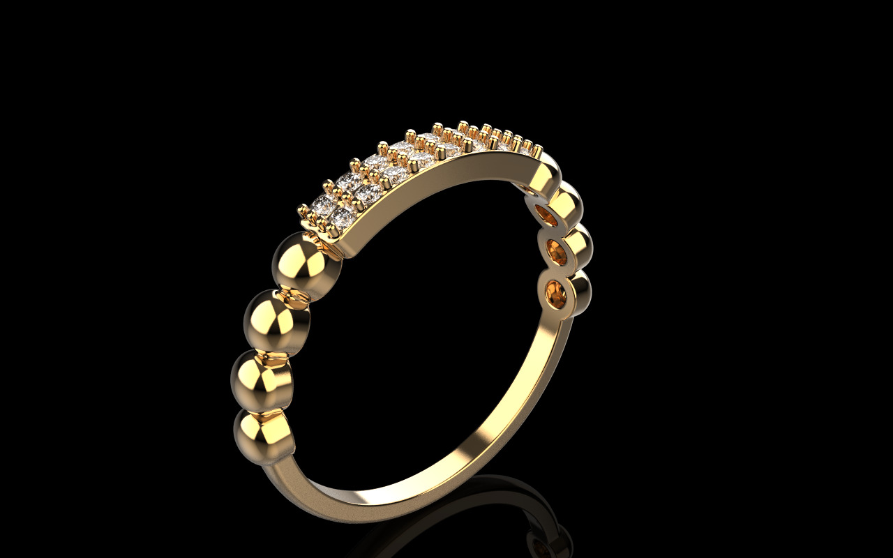 Wedding ring with gems model 1232 3D print model_17