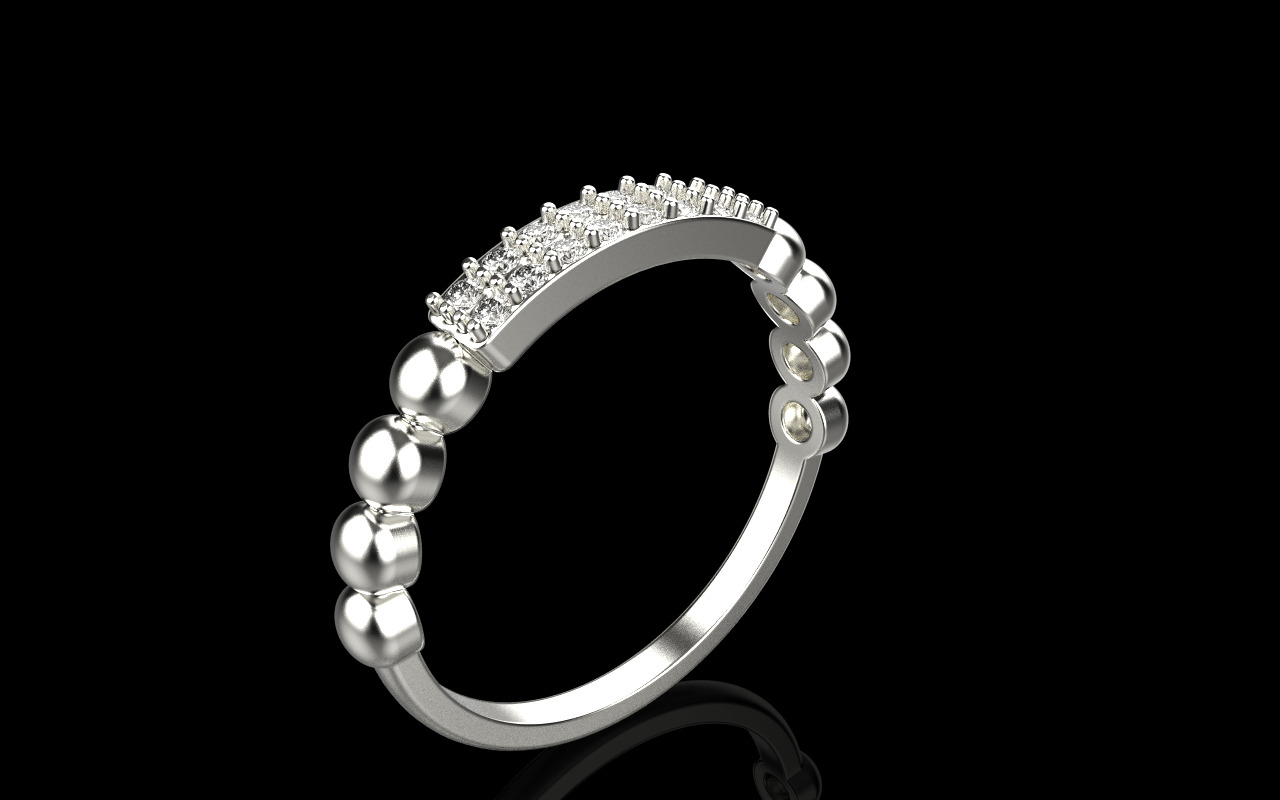 Wedding ring with gems model 1232 3D print model_19