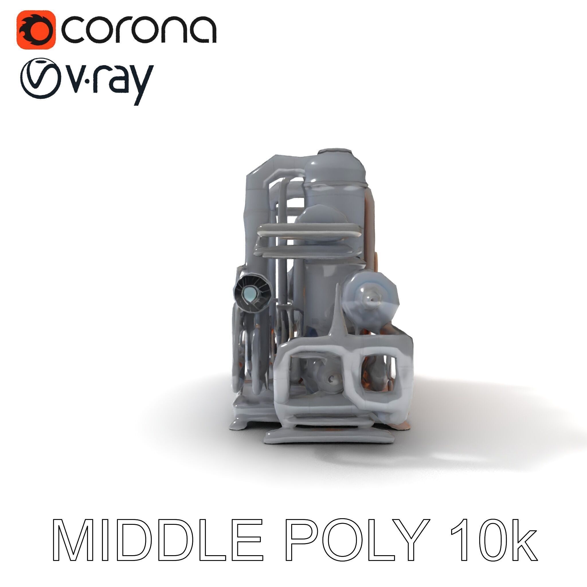 Industrial Engine Model Pack with PBR Textures Low-poly 3D model_14
