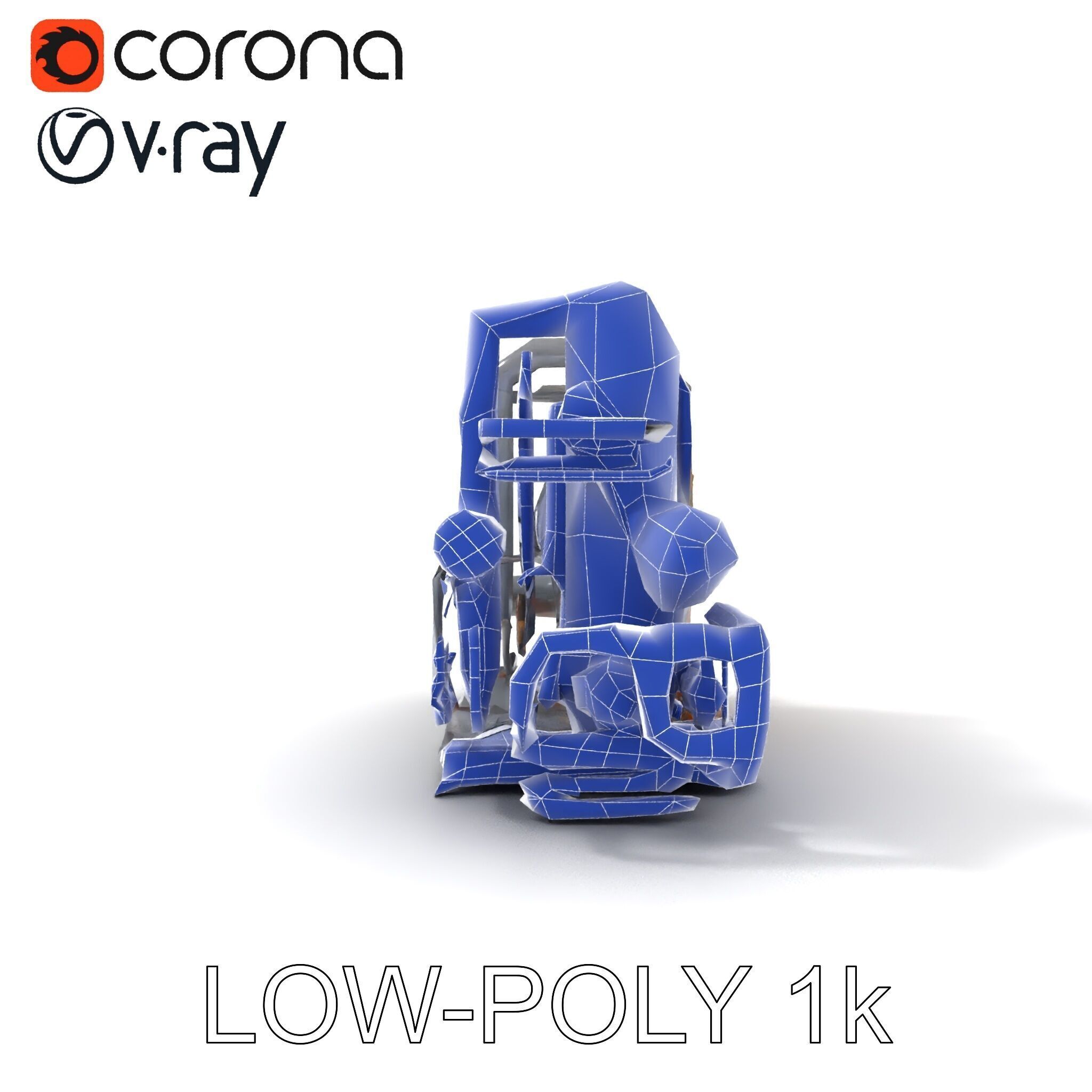 Industrial Engine Model Pack with PBR Textures Low-poly 3D model_7