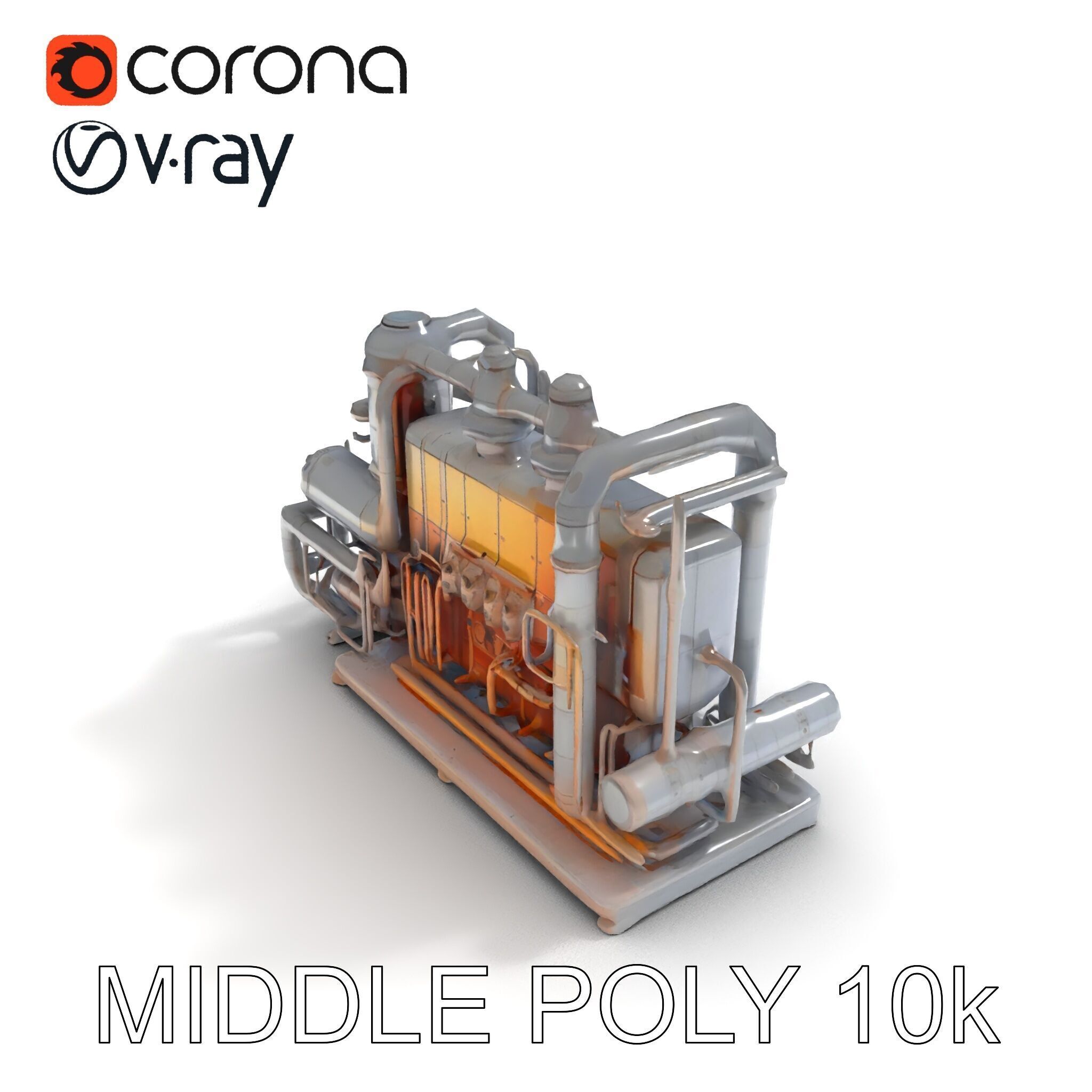 Industrial Engine Model Pack with PBR Textures Low-poly 3D model_20