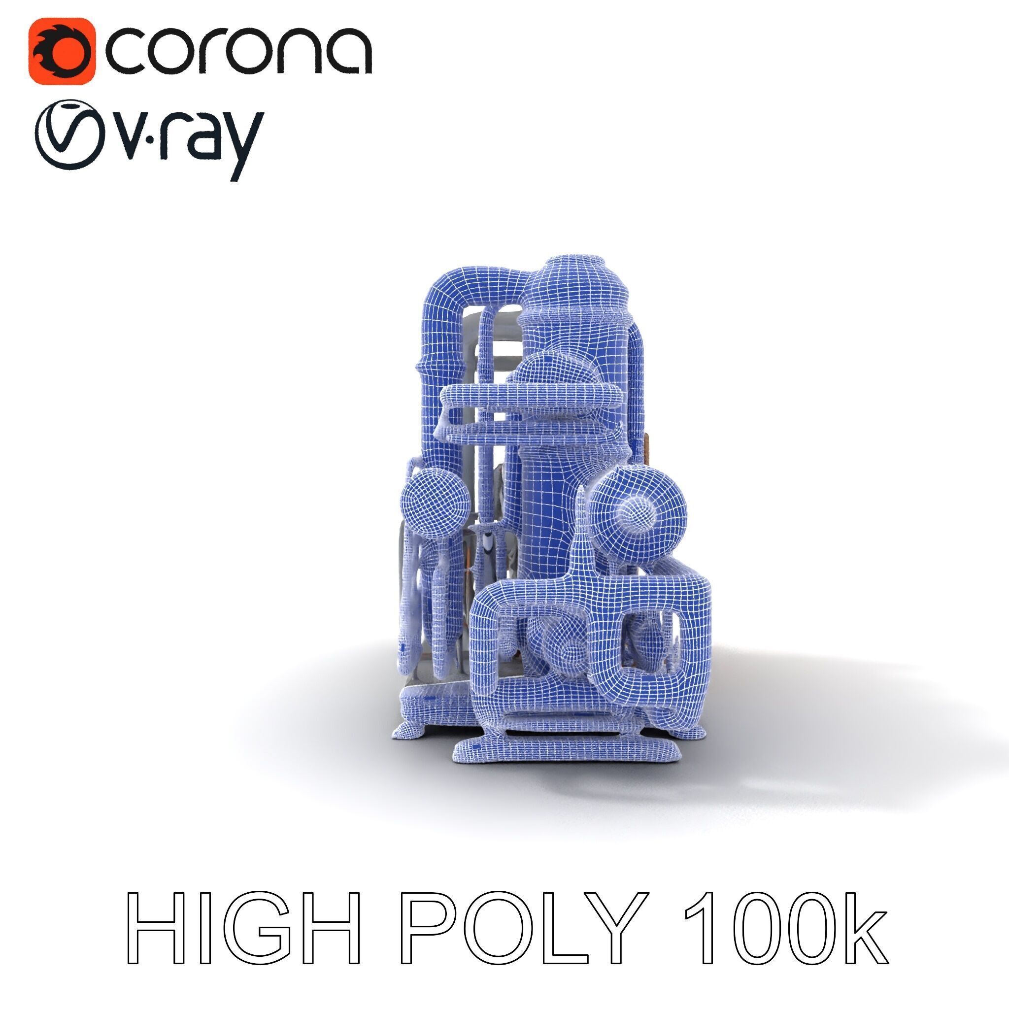 Industrial Engine Model Pack with PBR Textures Low-poly 3D model_26