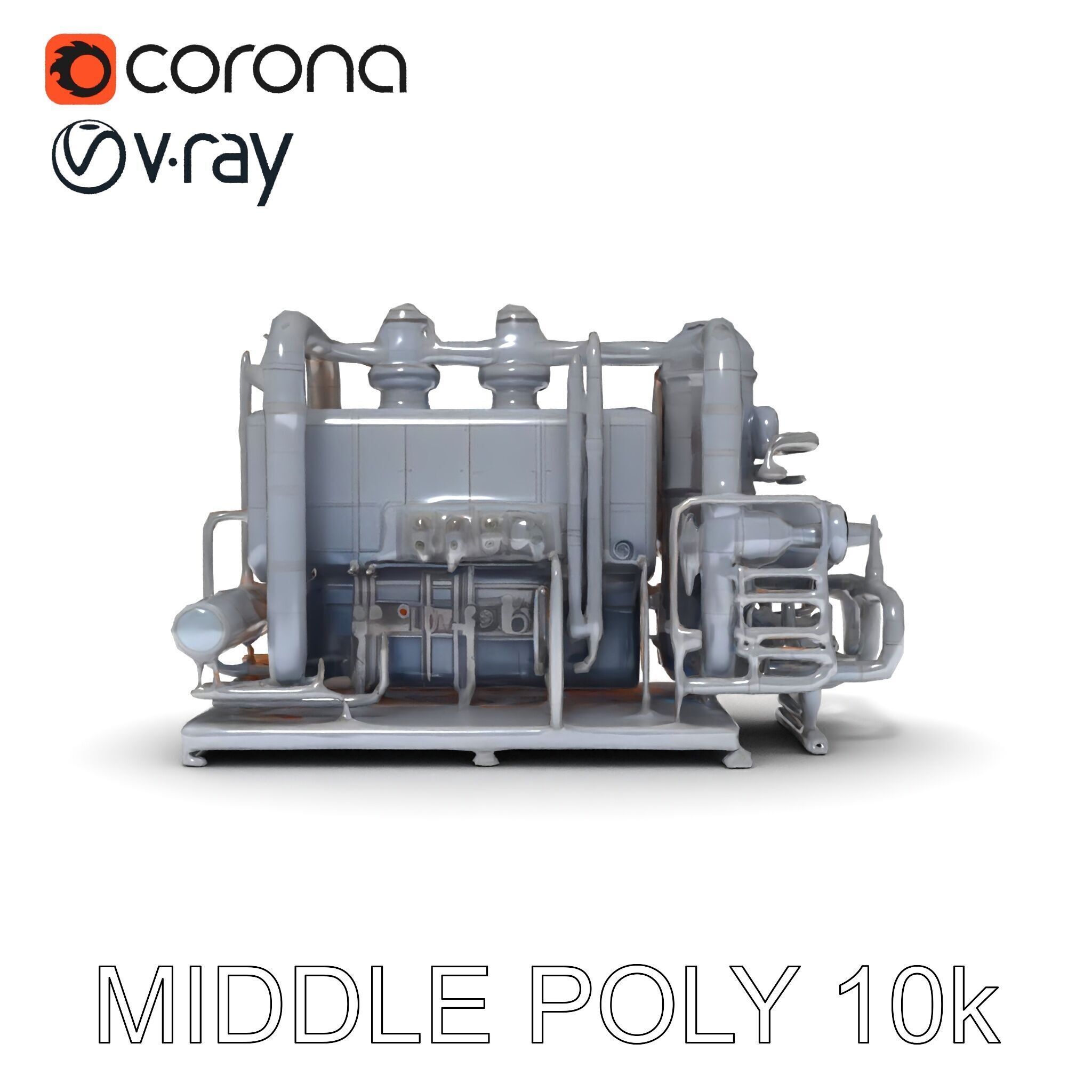 Industrial Engine Model Pack with PBR Textures Low-poly 3D model_12