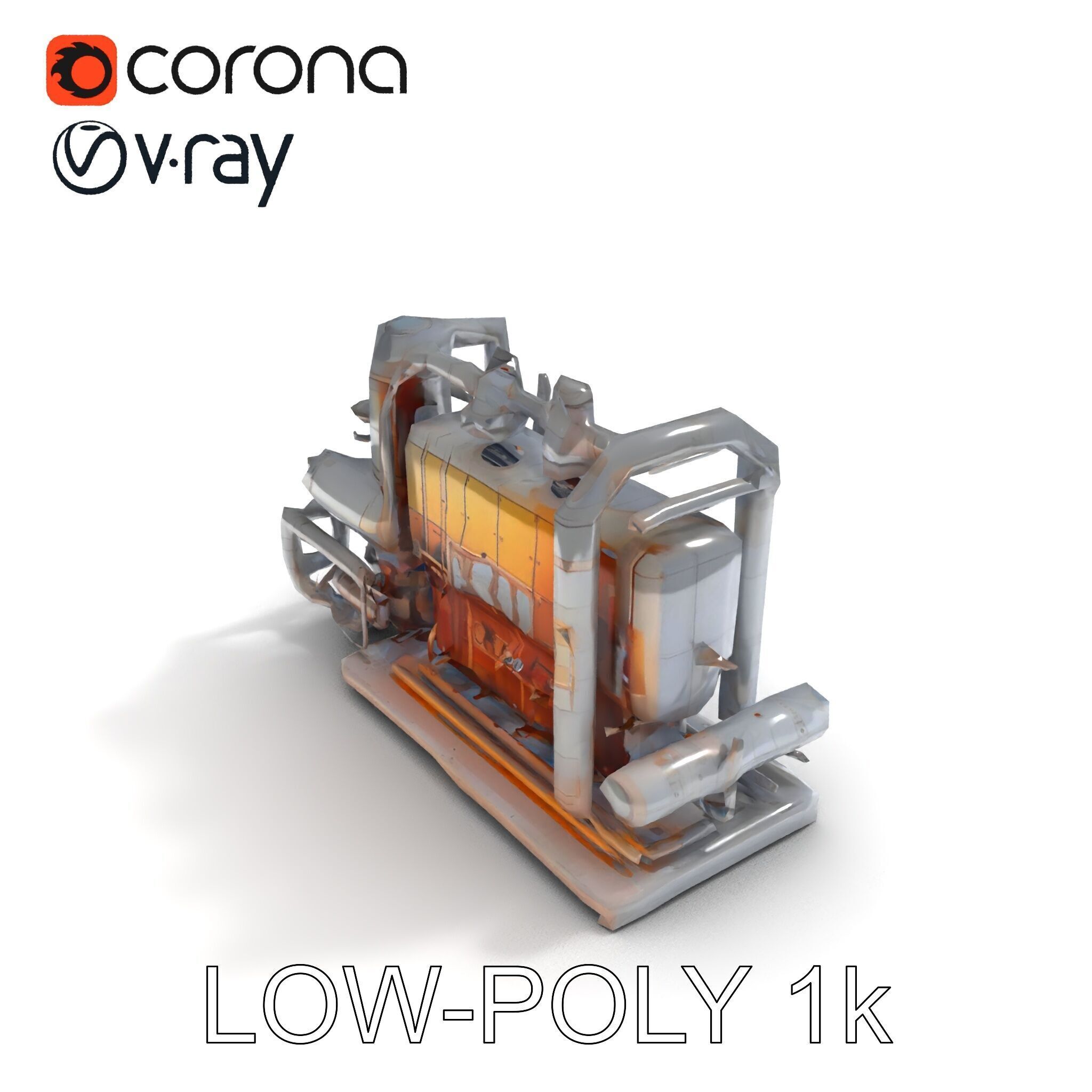 Industrial Engine Model Pack with PBR Textures Low-poly 3D model_28