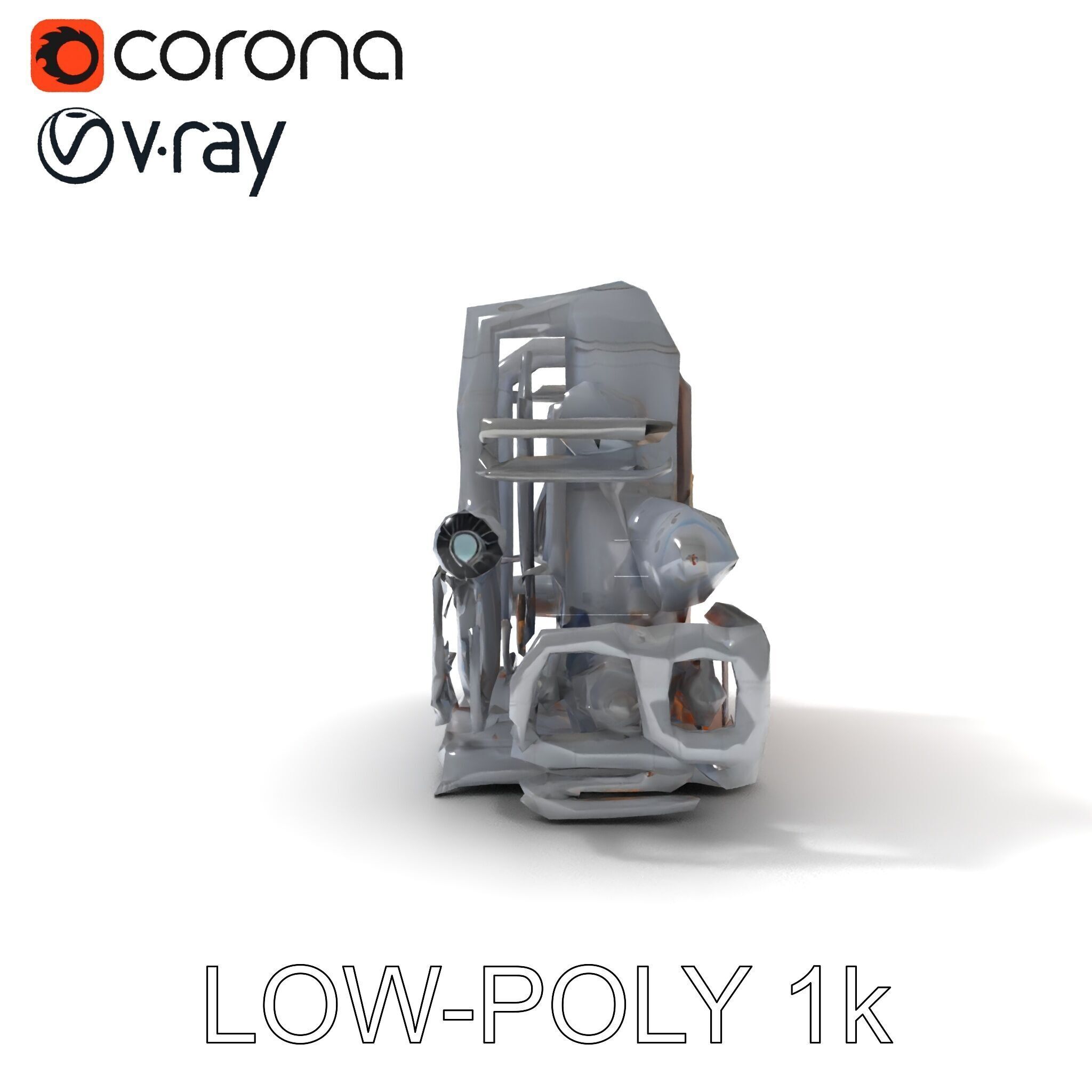 Industrial Engine Model Pack with PBR Textures Low-poly 3D model_10