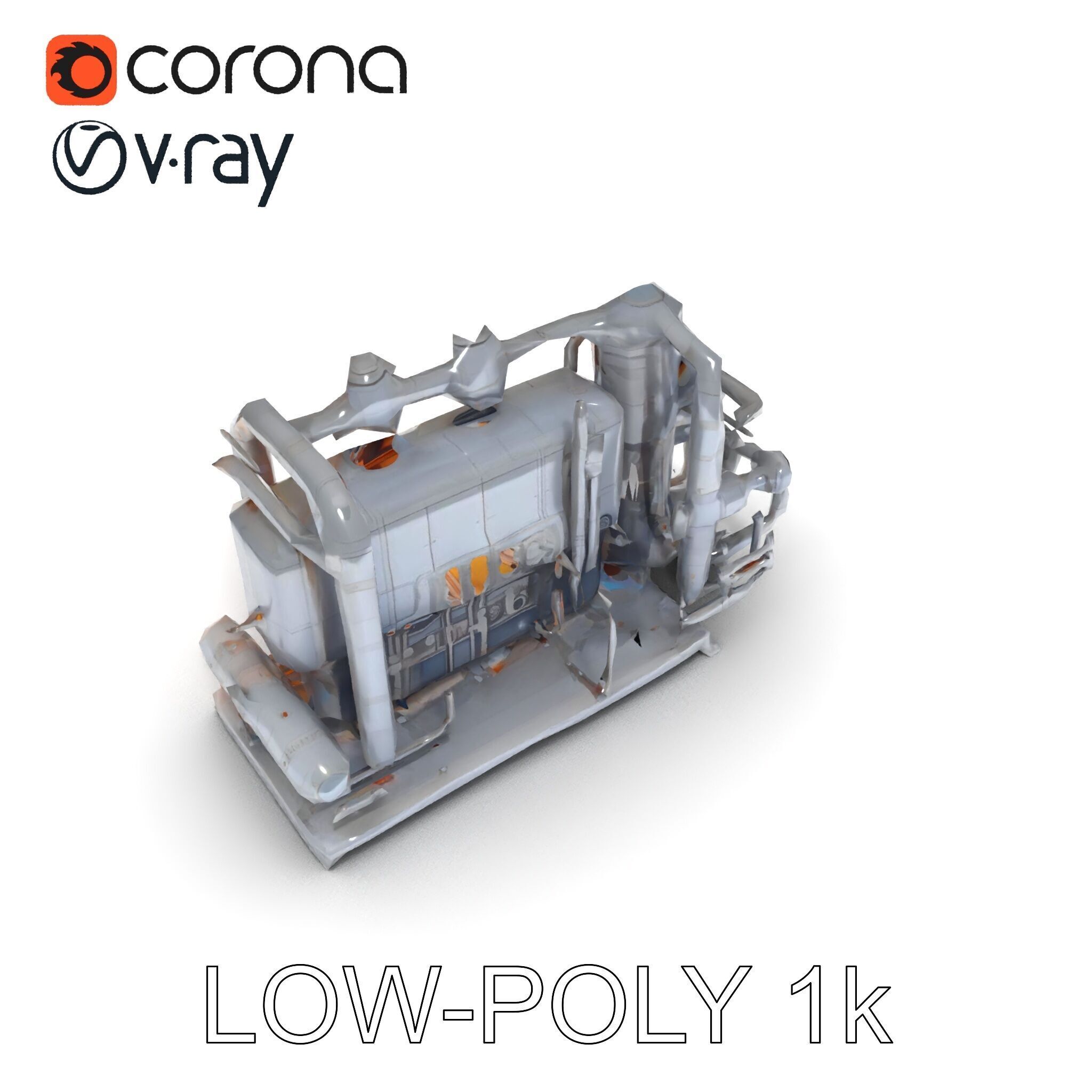 Industrial Engine Model Pack with PBR Textures Low-poly 3D model_25