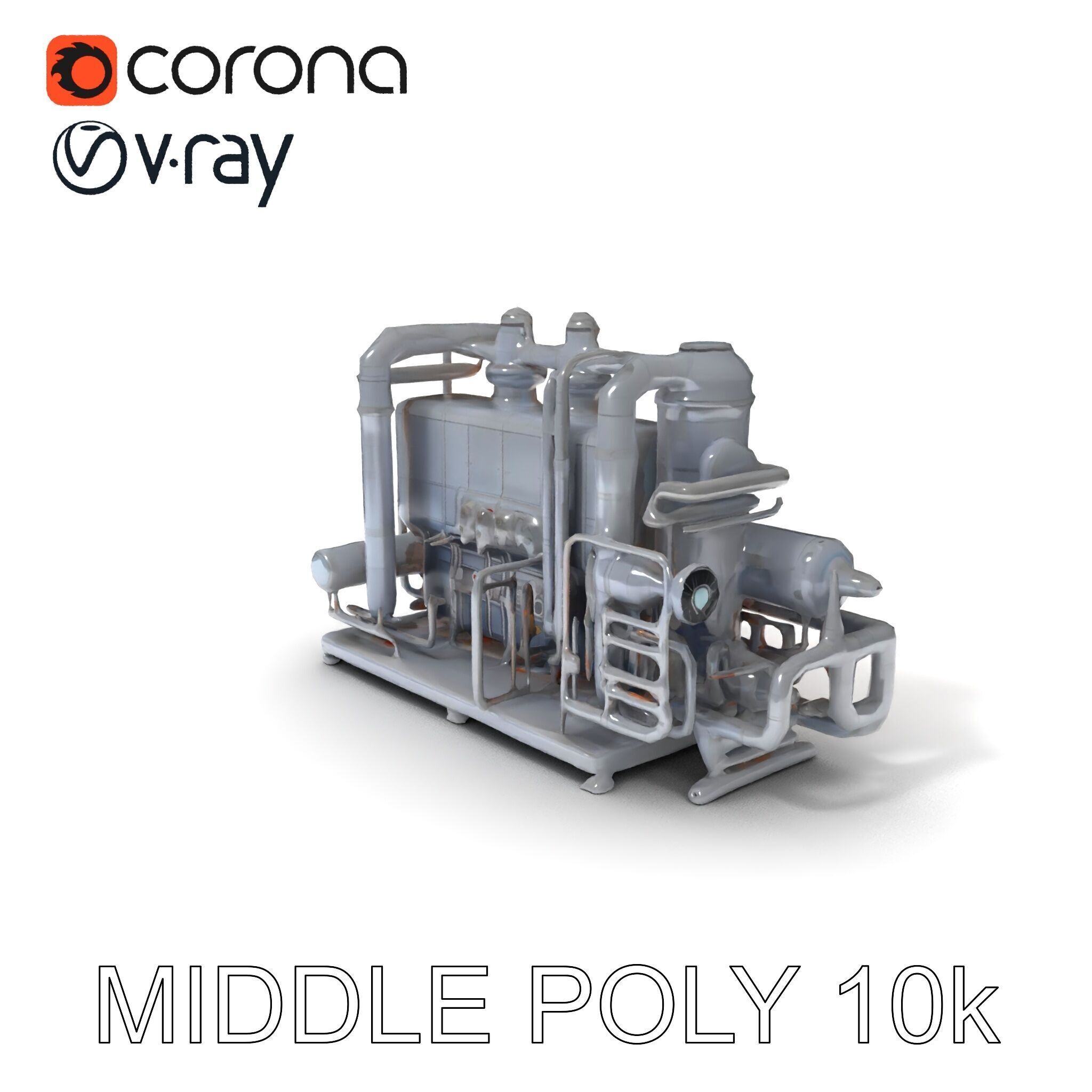 Industrial Engine Model Pack with PBR Textures Low-poly 3D model_30